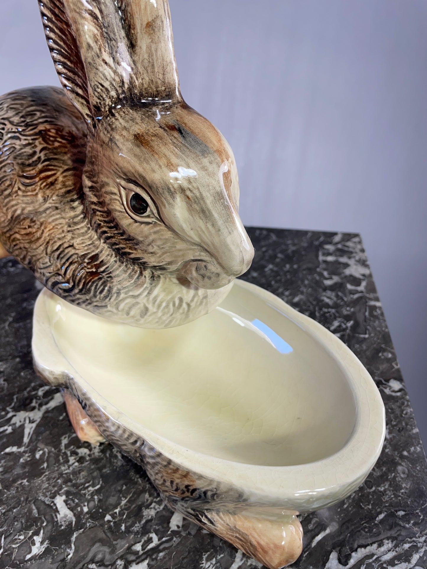 Vintage Michel Caugant Rabbit Terrine - Hand-Painted French Faience Collectible