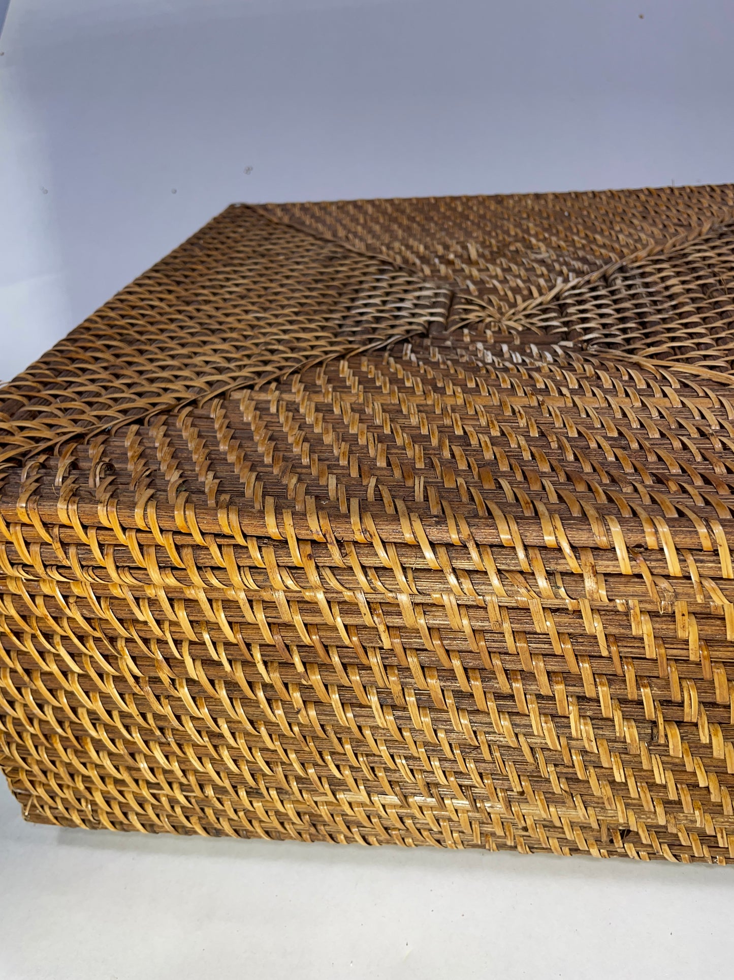Vintage Woven Rattan Storage Box – Wicker Organizer with Compartments
