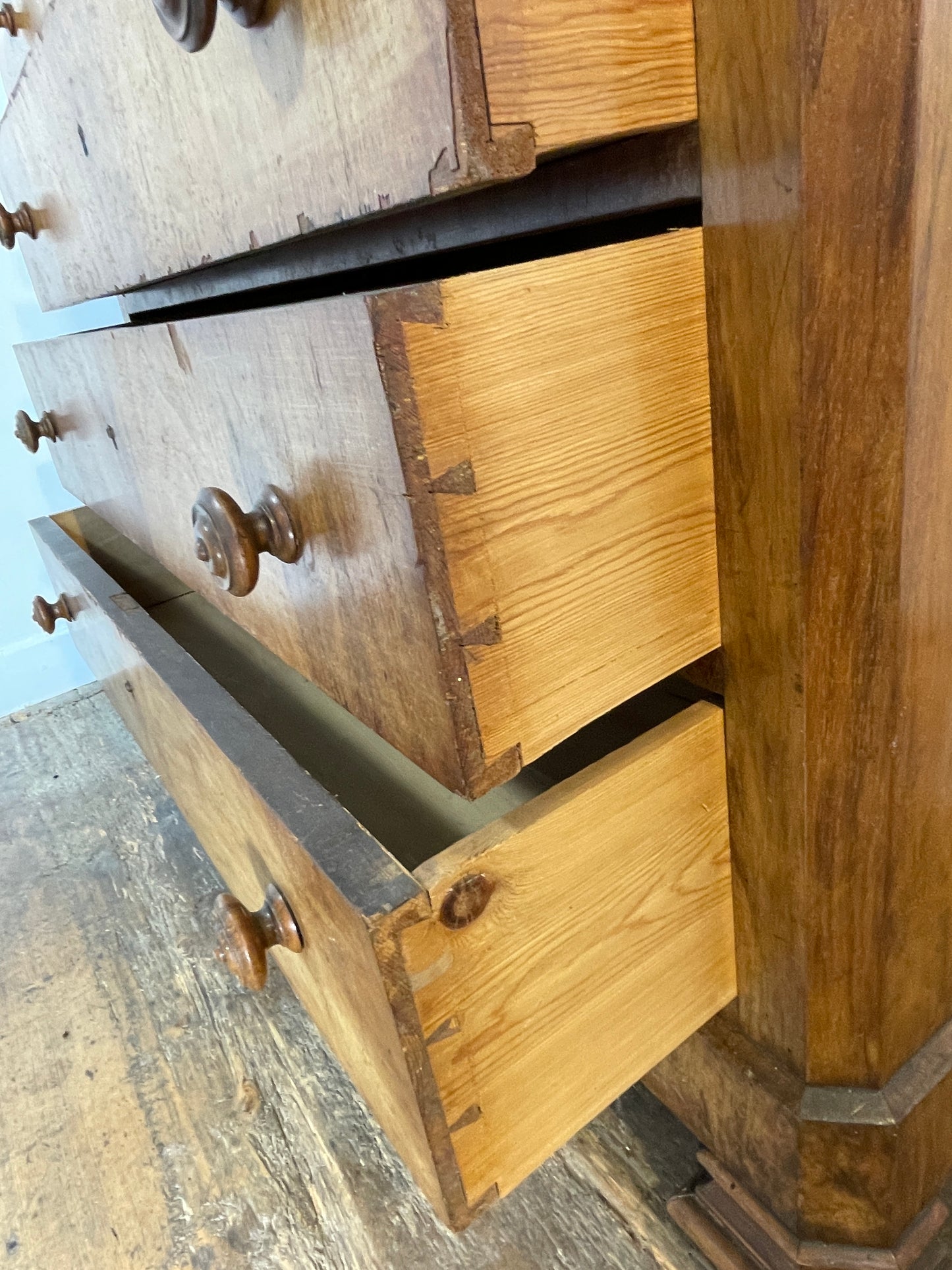 Antique Victorian Walnut Chest of Drawers – Marble Top, 19th Century