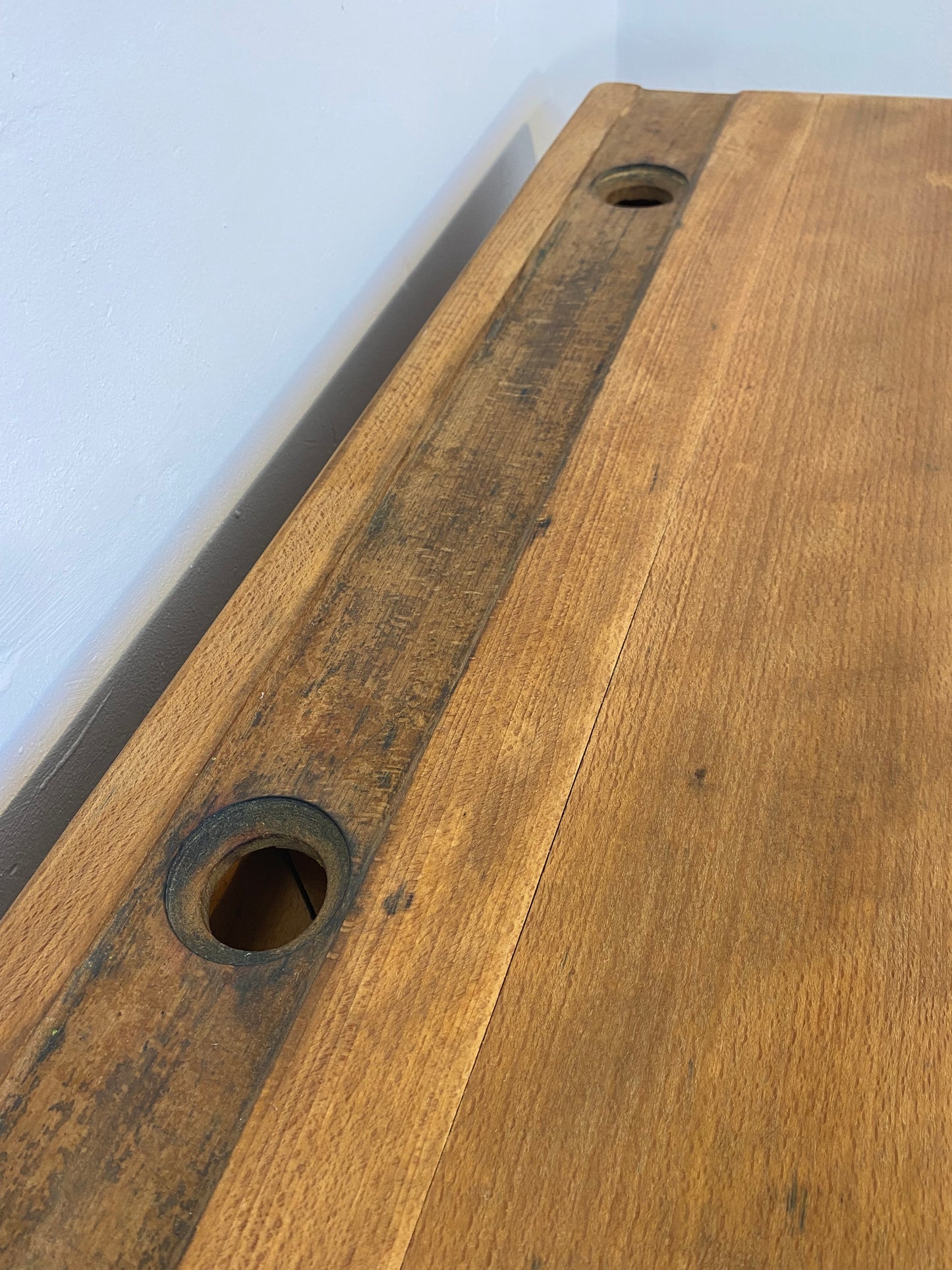 Vintage French School Desk by Delagrave – Wood & Metal Bench, Patina