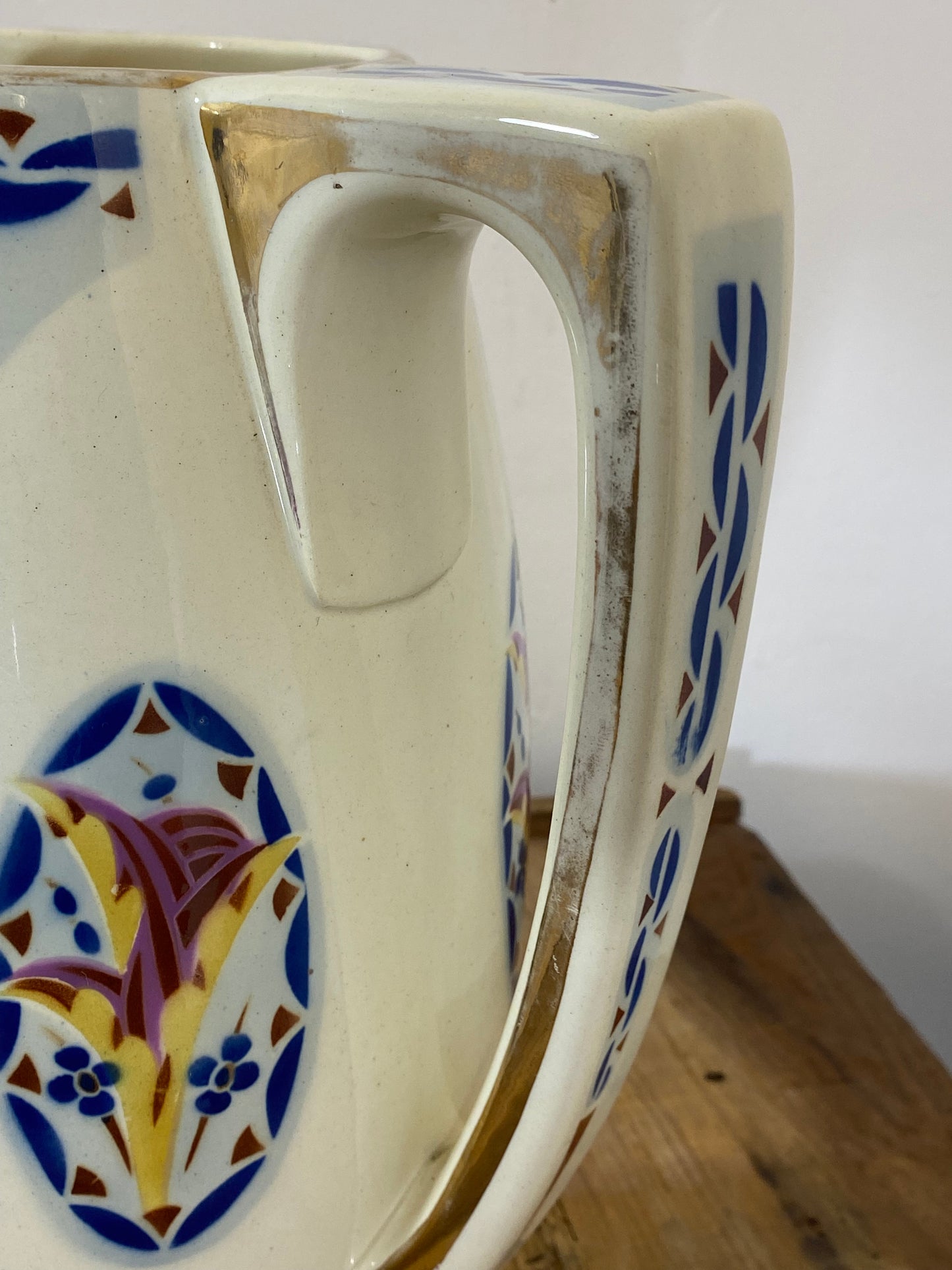 Vintage French Saint-Amand Art Deco Pitcher & Basin – Hand-Painted Floral