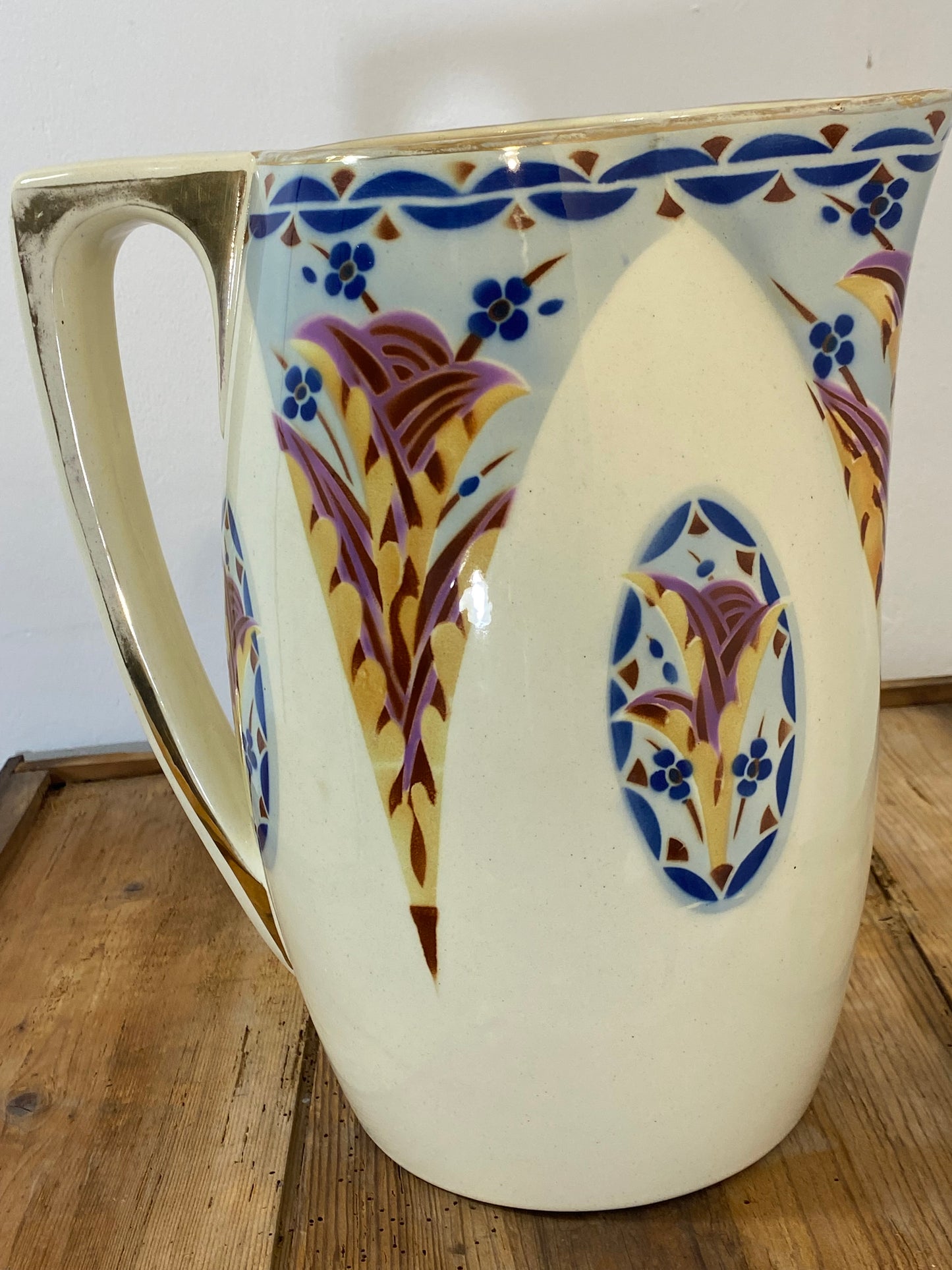 Vintage French Saint-Amand Art Deco Pitcher & Basin – Hand-Painted Floral