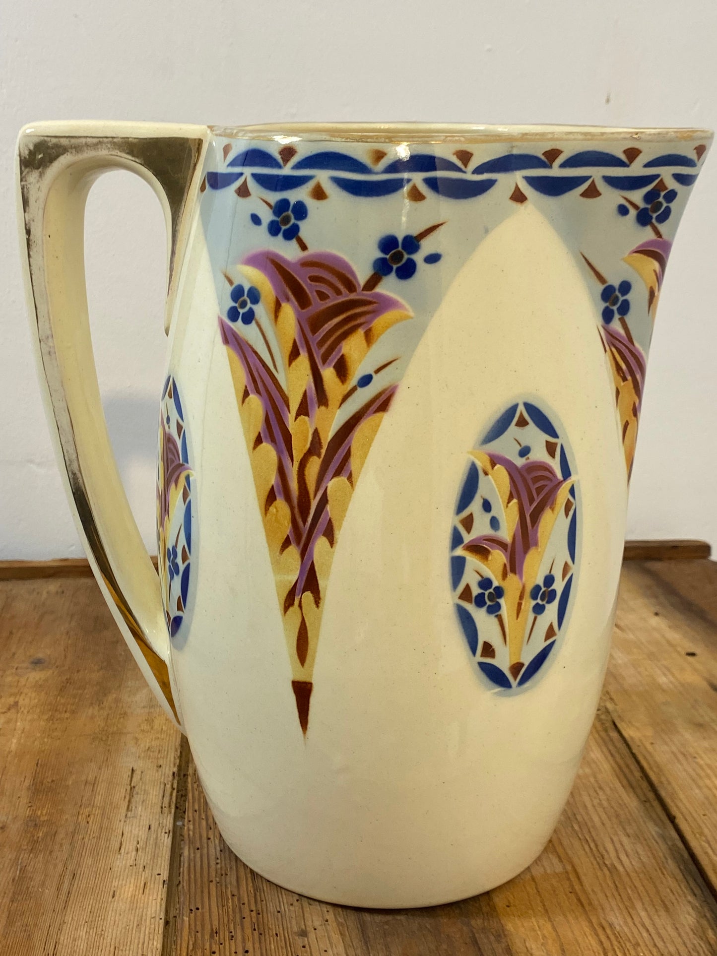 Vintage French Saint-Amand Art Deco Pitcher & Basin – Hand-Painted Floral