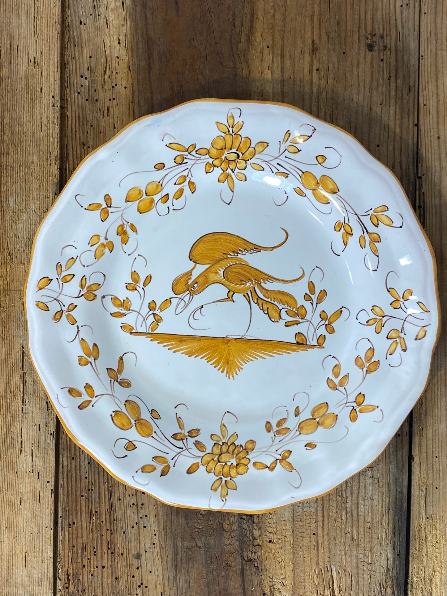 Vintage French Faience Plate Set – Moustiers Hand-Painted Pottery