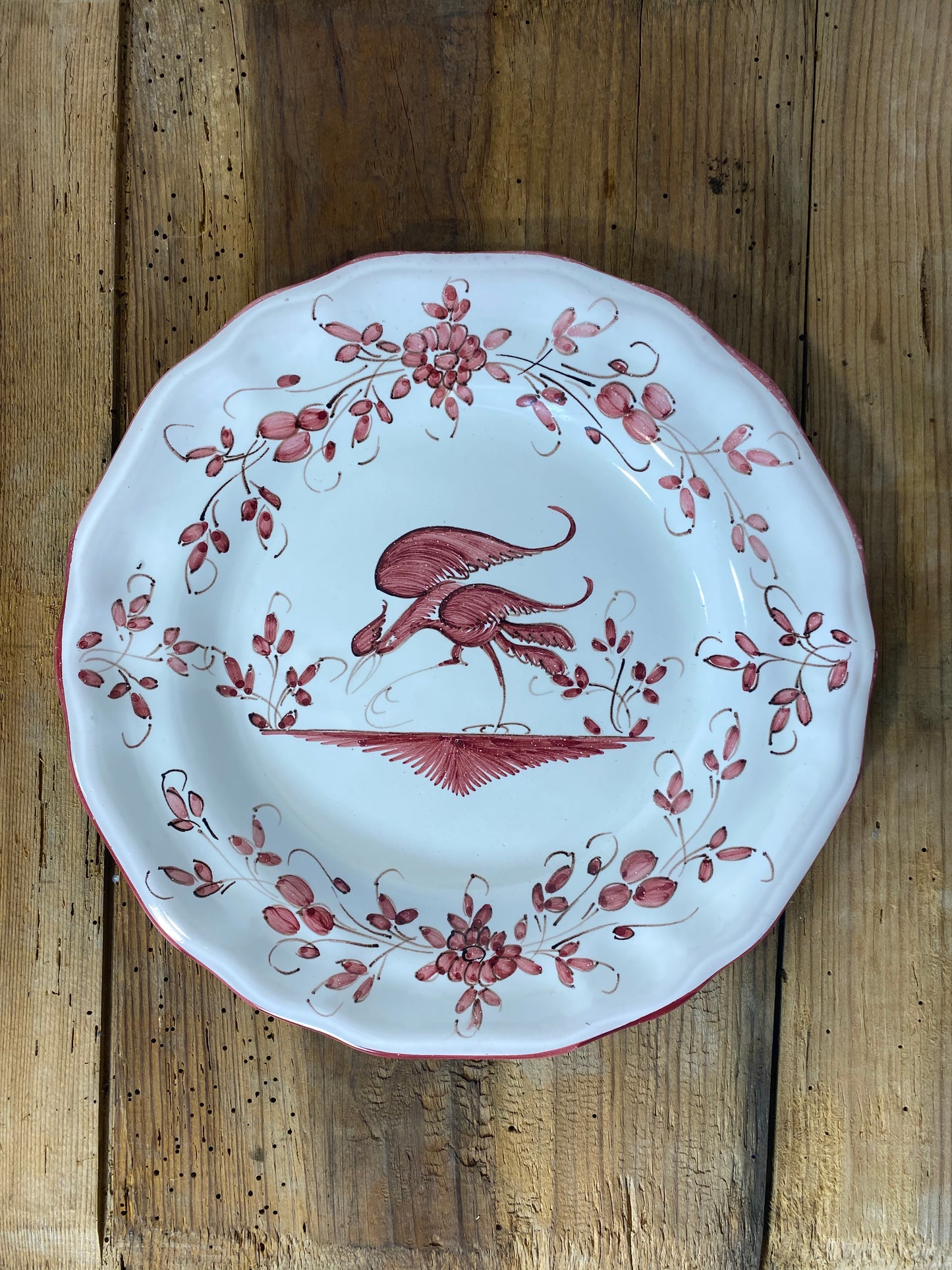 Vintage French Faience Plate Set – Moustiers Hand-Painted Pottery