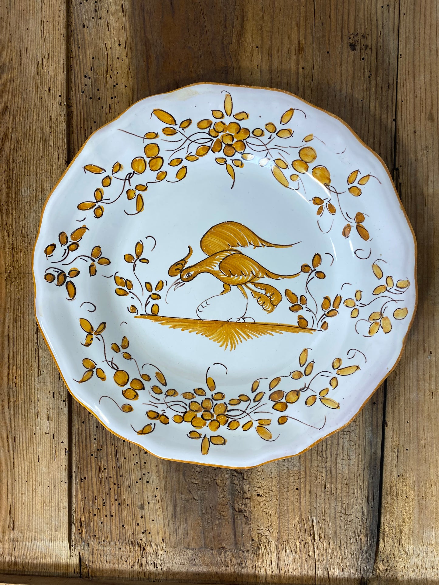 Vintage French Faience Plate Set – Moustiers Hand-Painted Pottery