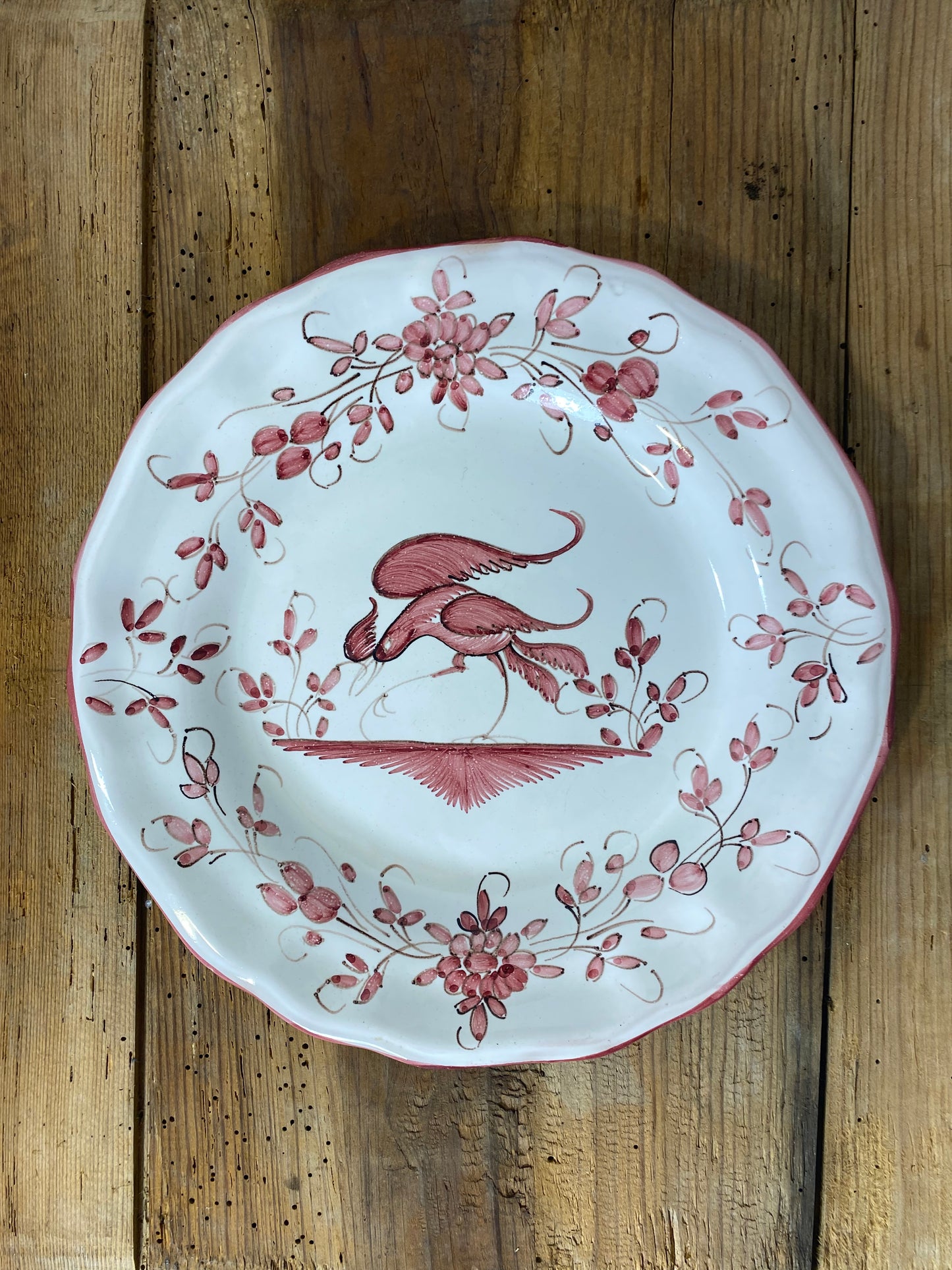 Vintage French Faience Plate Set – Moustiers Hand-Painted Pottery