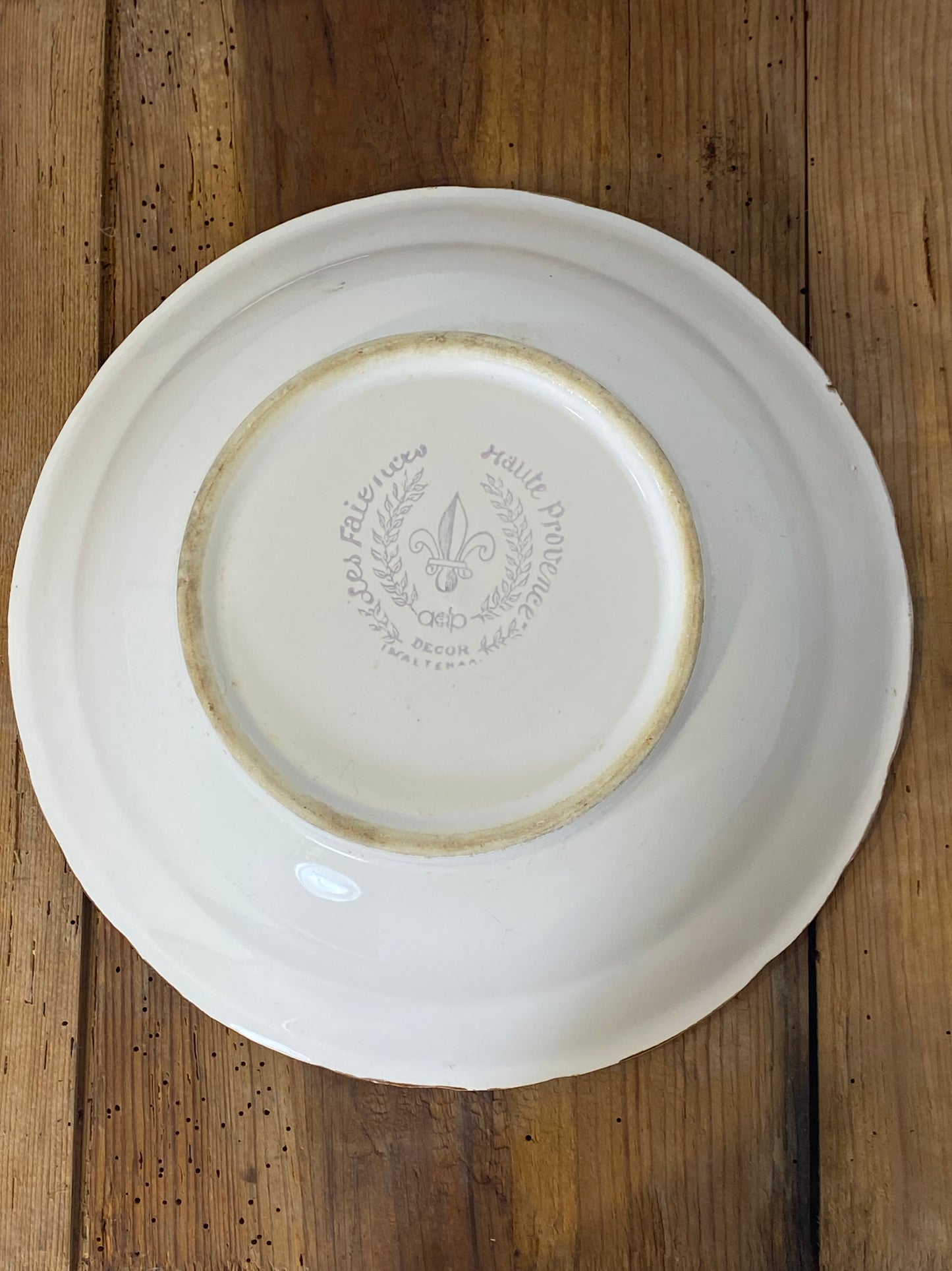 Vintage French Botanical Faïence Set – Soup Bowl & 3 Plates, Haute Provence