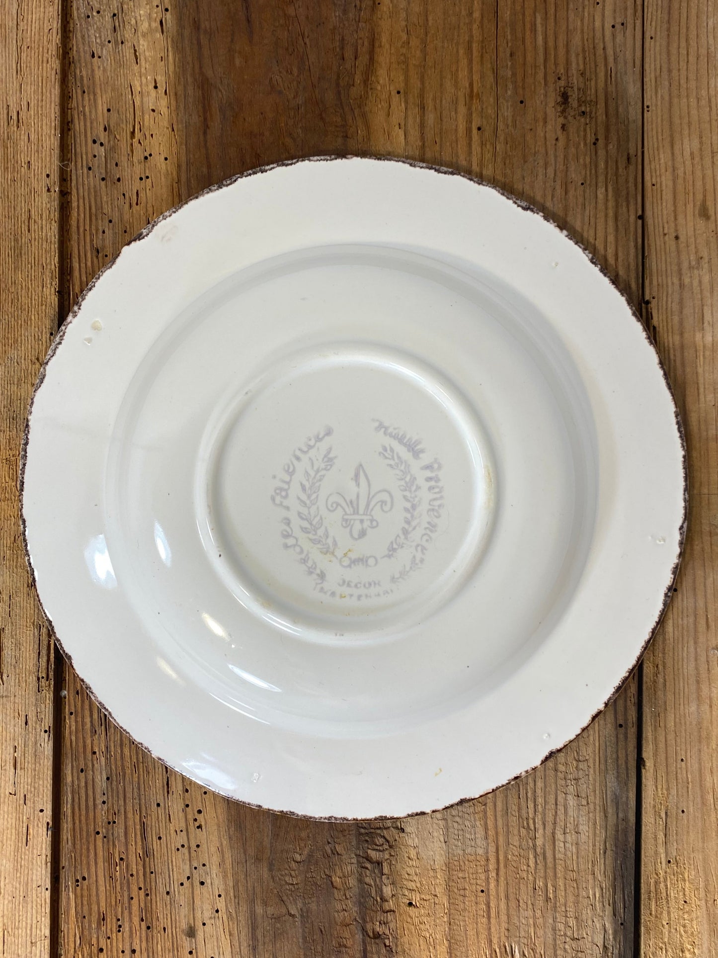 Vintage French Botanical Faïence Set – Soup Bowl & 3 Plates, Haute Provence