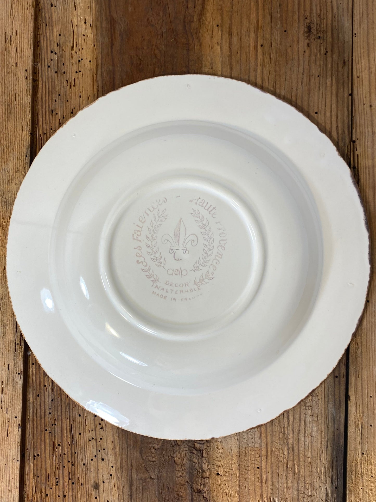 Vintage French Botanical Faïence Set – Soup Bowl & 3 Plates, Haute Provence