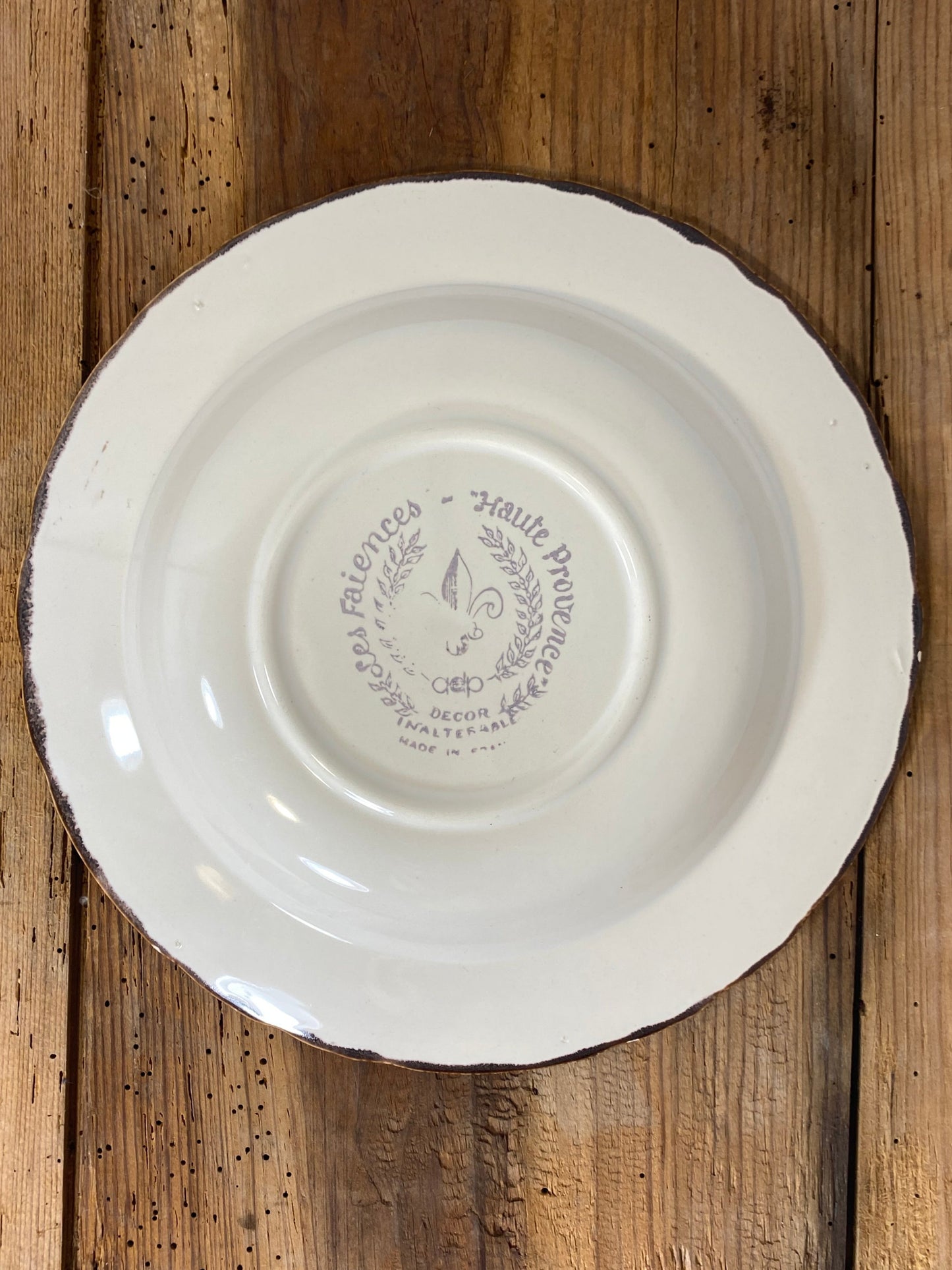 Vintage French Botanical Faïence Set – Soup Bowl & 3 Plates, Haute Provence