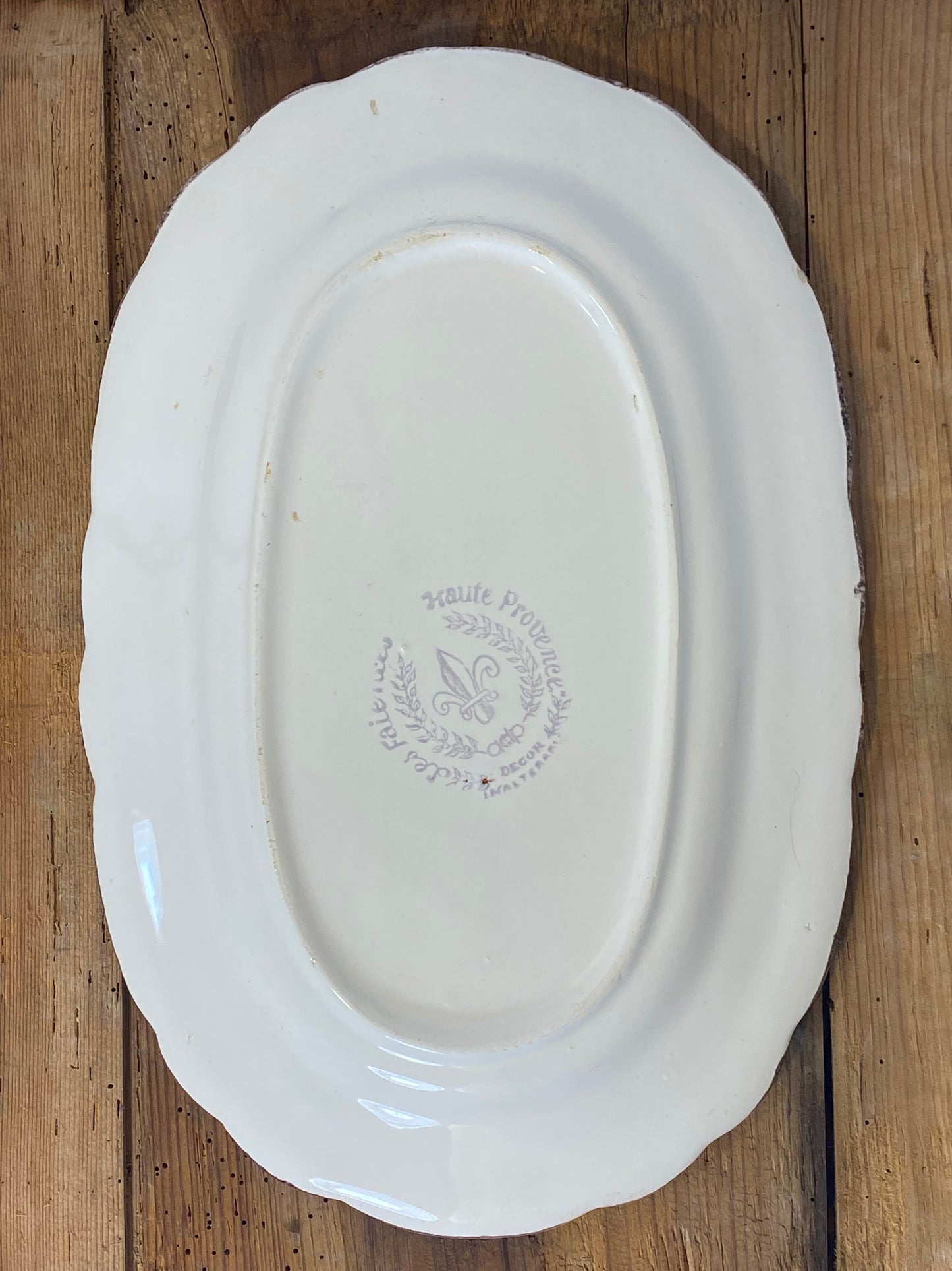 Vintage French Botanical Faïence Platter – "Diplotaxis muralis"