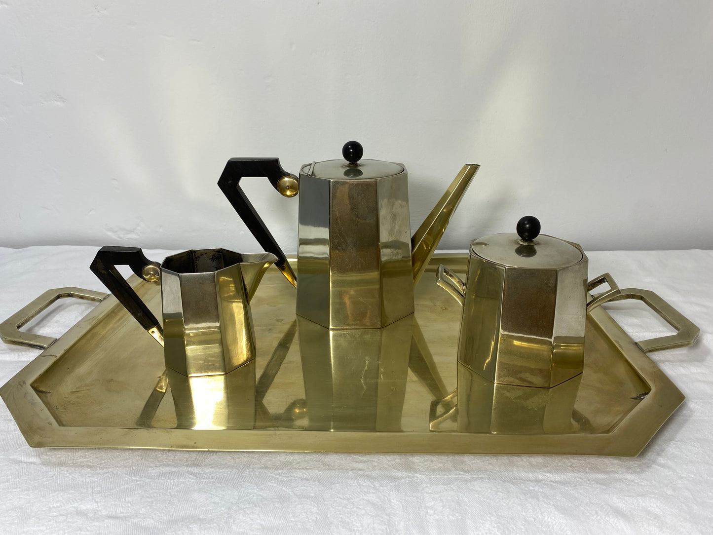 Vintage Art Deco Tea & Coffee Set with Tray – Geometric Design