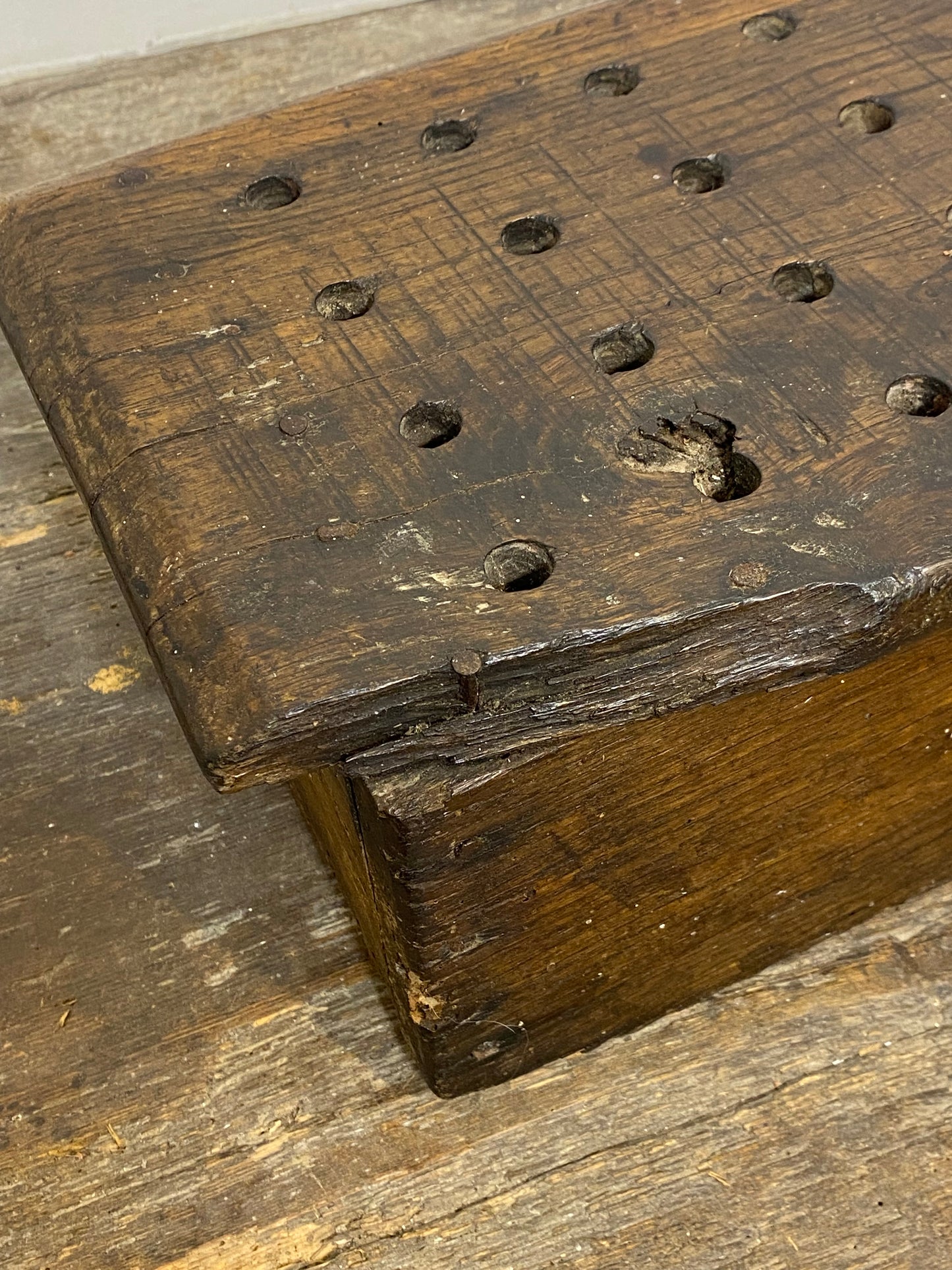 Antique Wooden Foot Warmer with Vent Holes – Rustic 19th-Century Charm