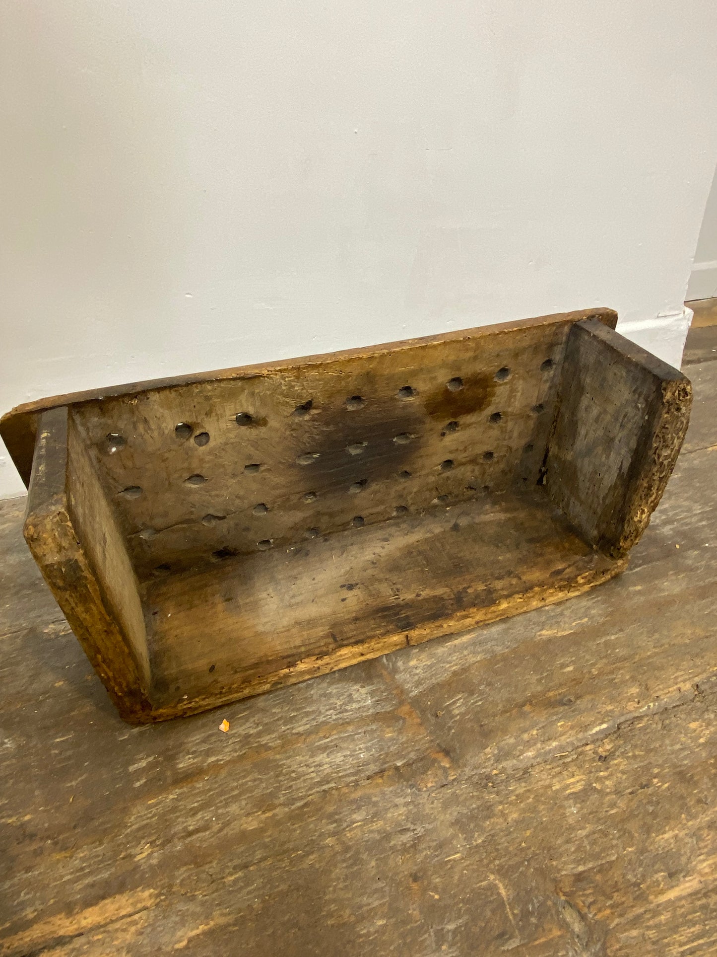 Antique Wooden Foot Warmer with Vent Holes – Rustic 19th-Century Charm