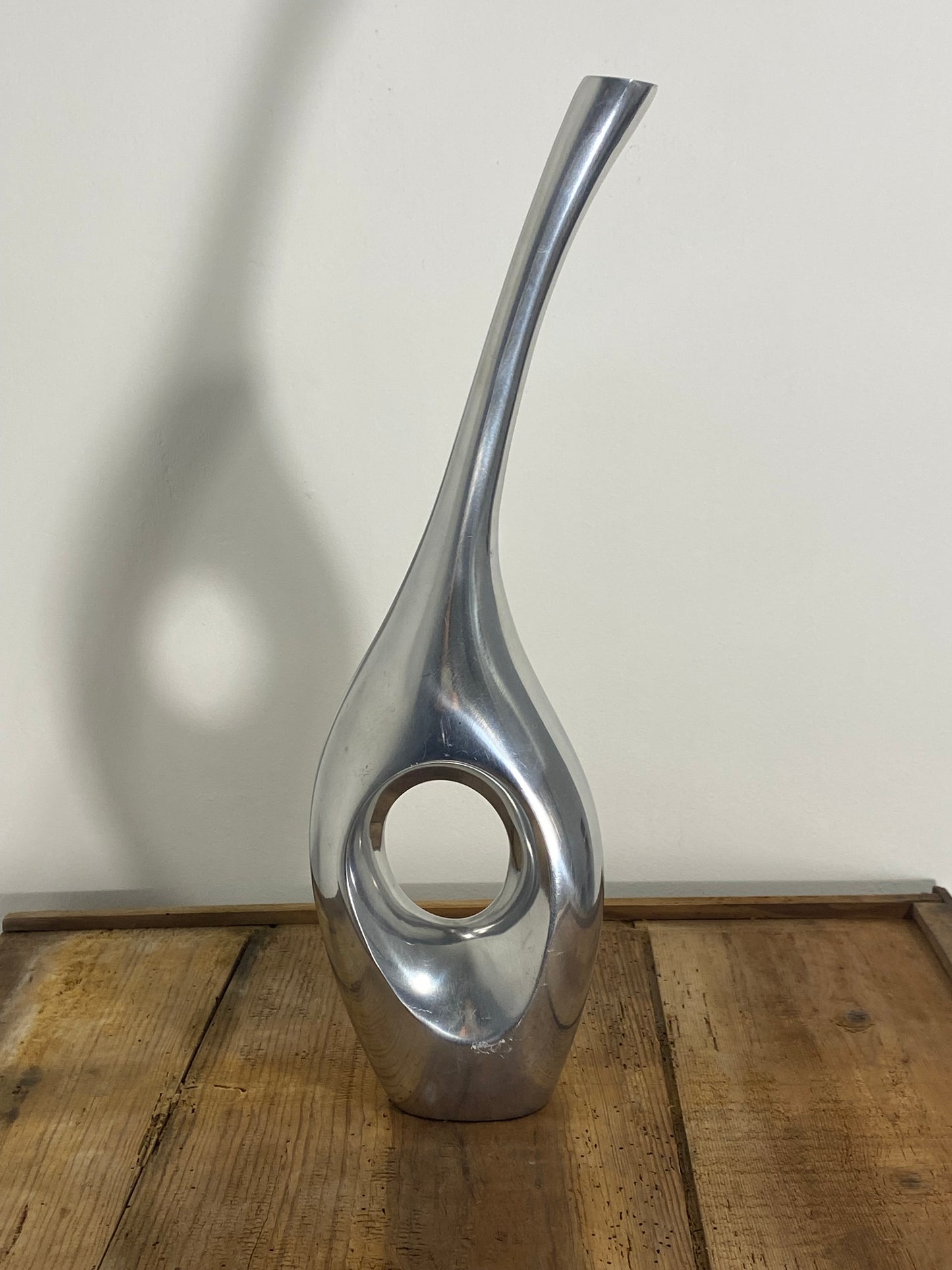 Modernist Polished Aluminum Curved Vase