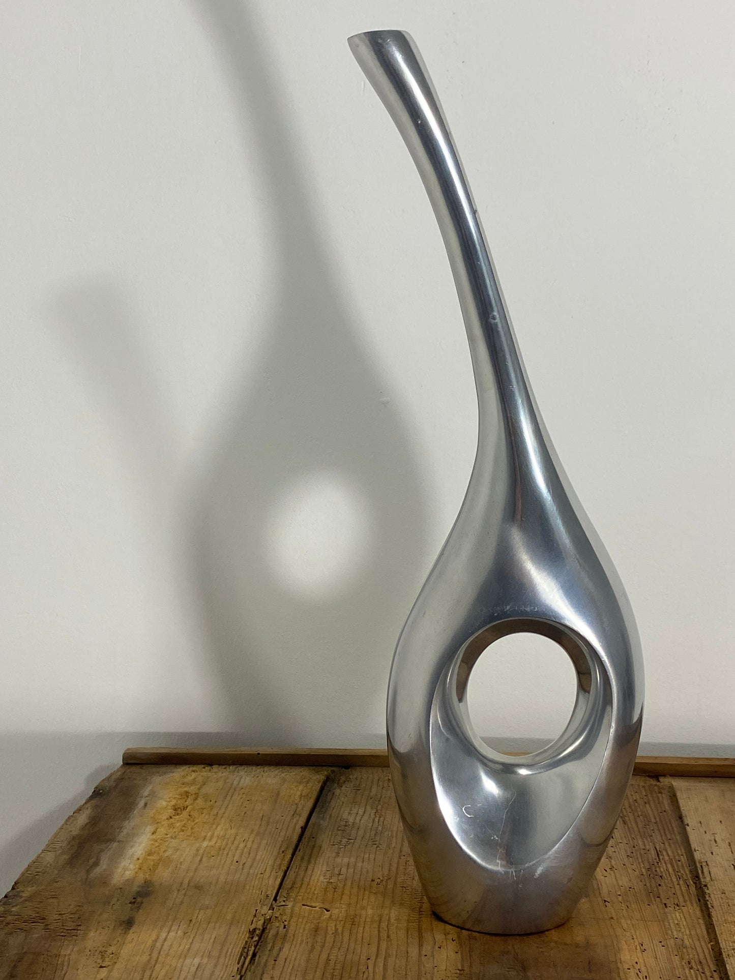 Modernist Polished Aluminum Curved Vase