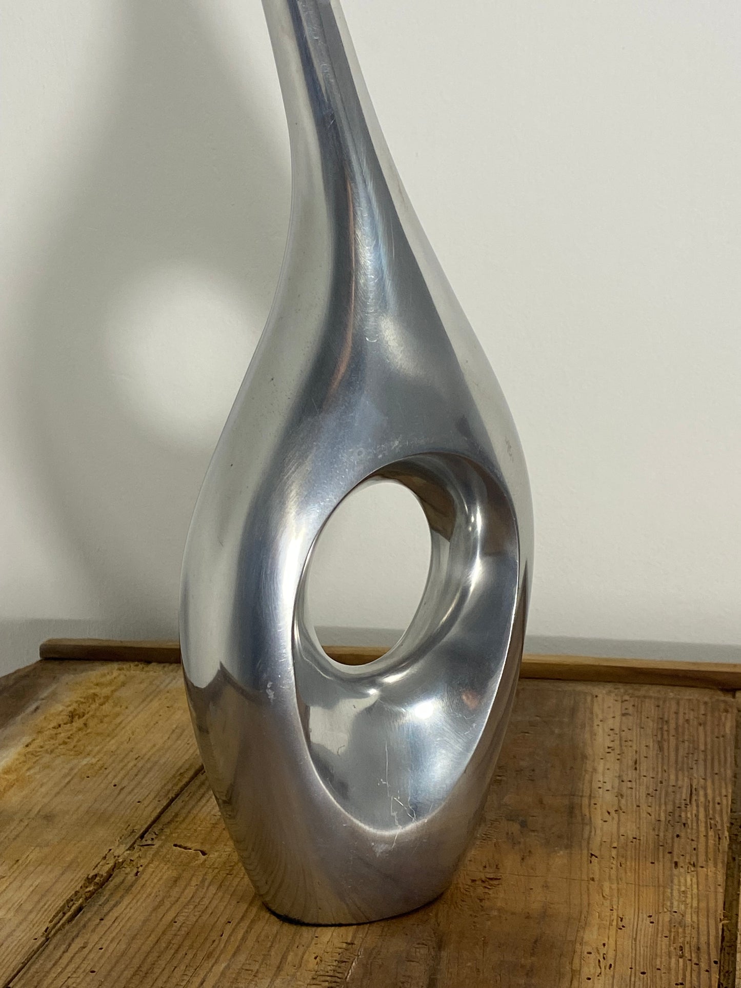 Modernist Polished Aluminum Curved Vase