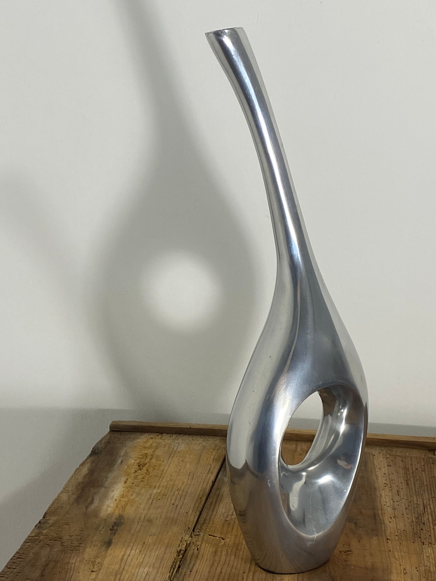 Modernist Polished Aluminum Curved Vase