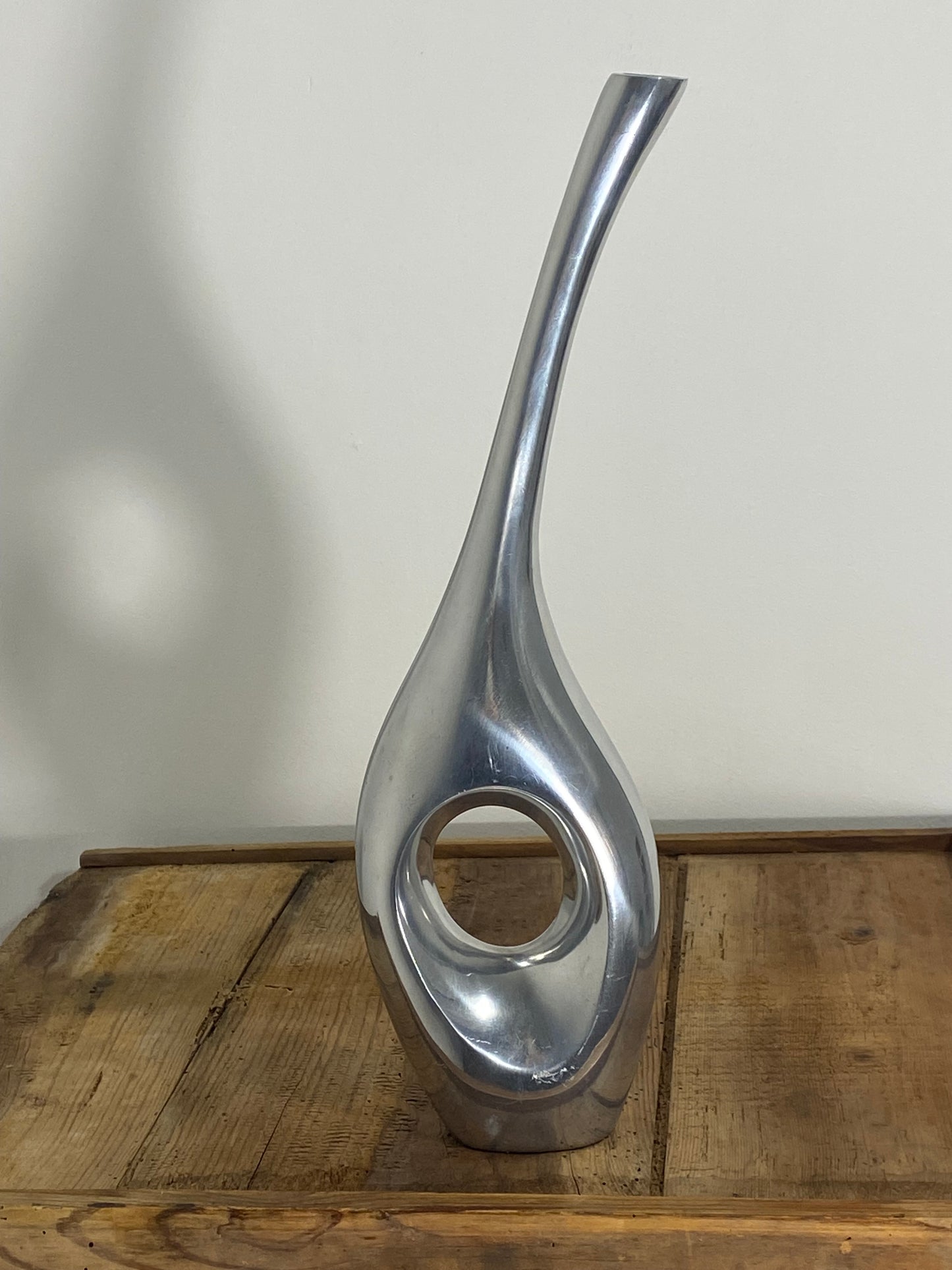 Modernist Polished Aluminum Curved Vase