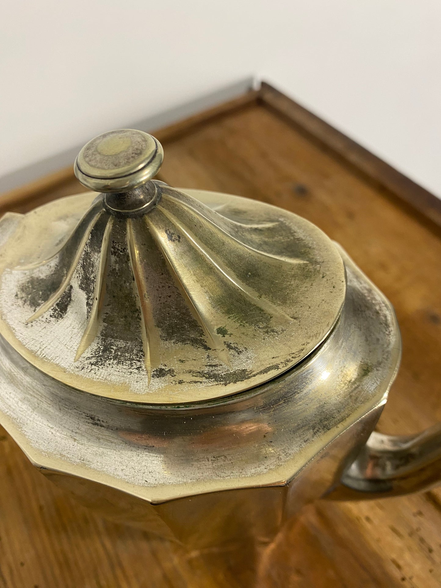 Vintage Art Deco Silver-Plated Teapot with Faceted Design
