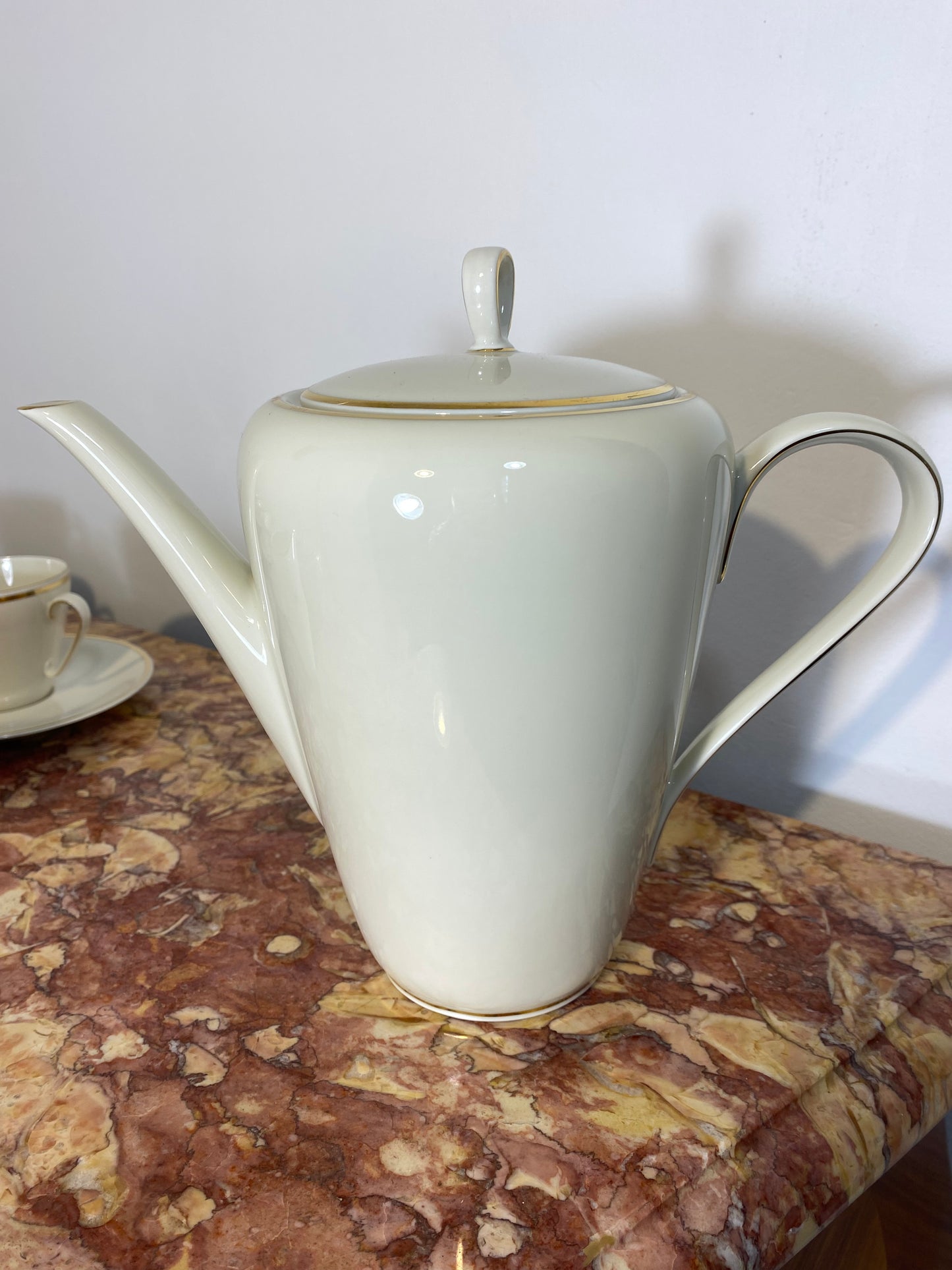 Vintage Bavarian Porcelain Tea Set – 9-Piece, Gilded Trim, Elegant