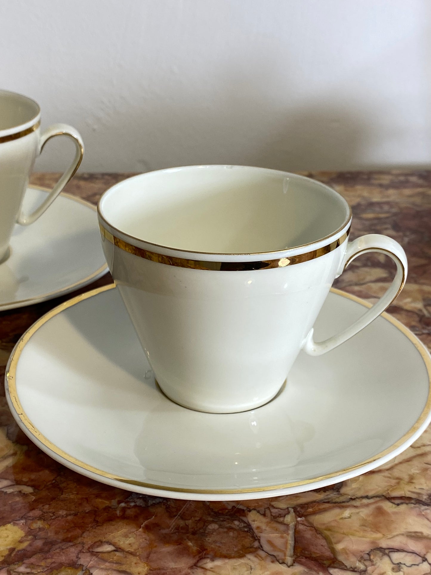 Vintage Bavarian Porcelain Tea Set – 9-Piece, Gilded Trim, Elegant