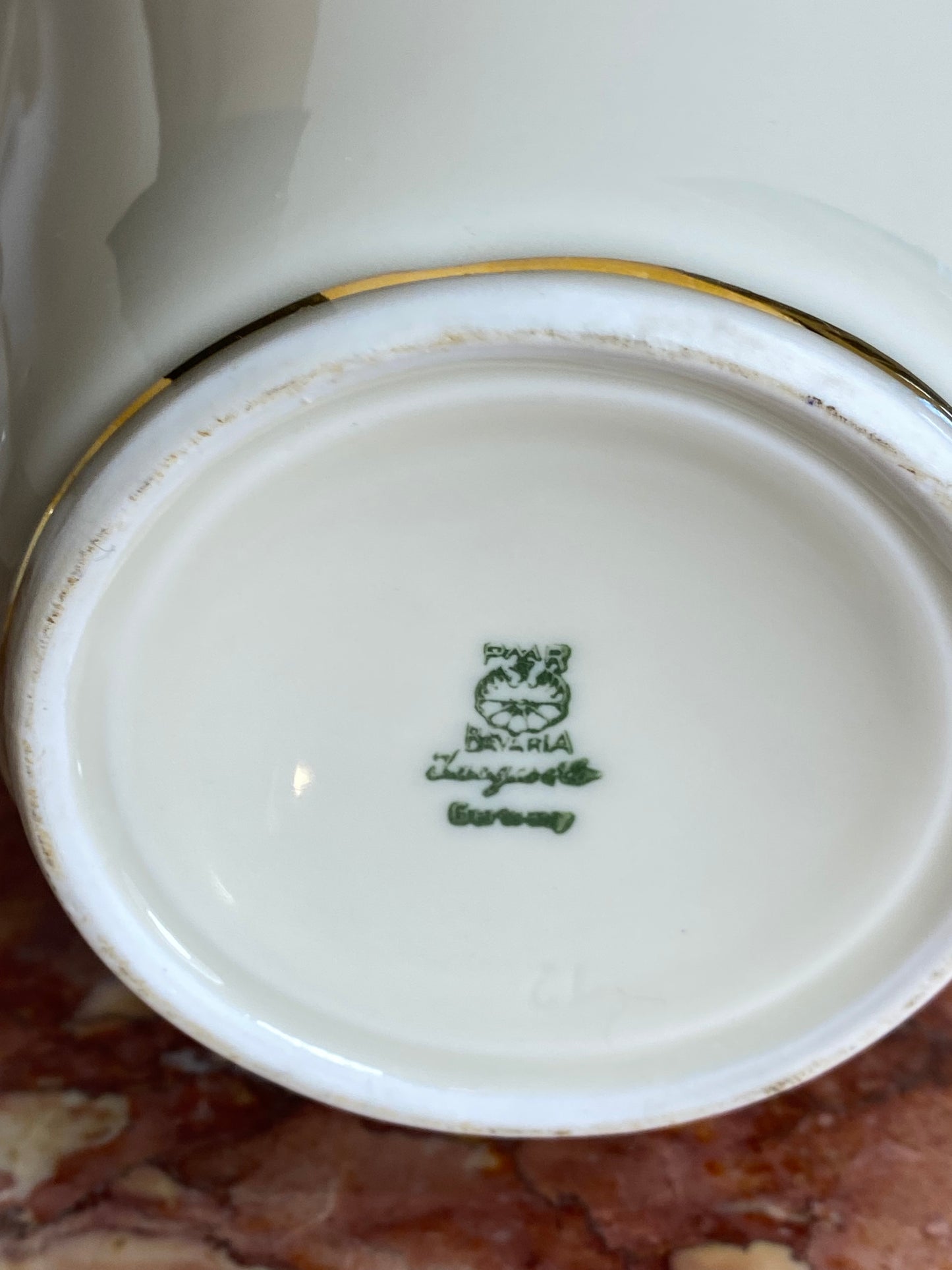 Vintage Bavarian Porcelain Tea Set – 9-Piece, Gilded Trim, Elegant