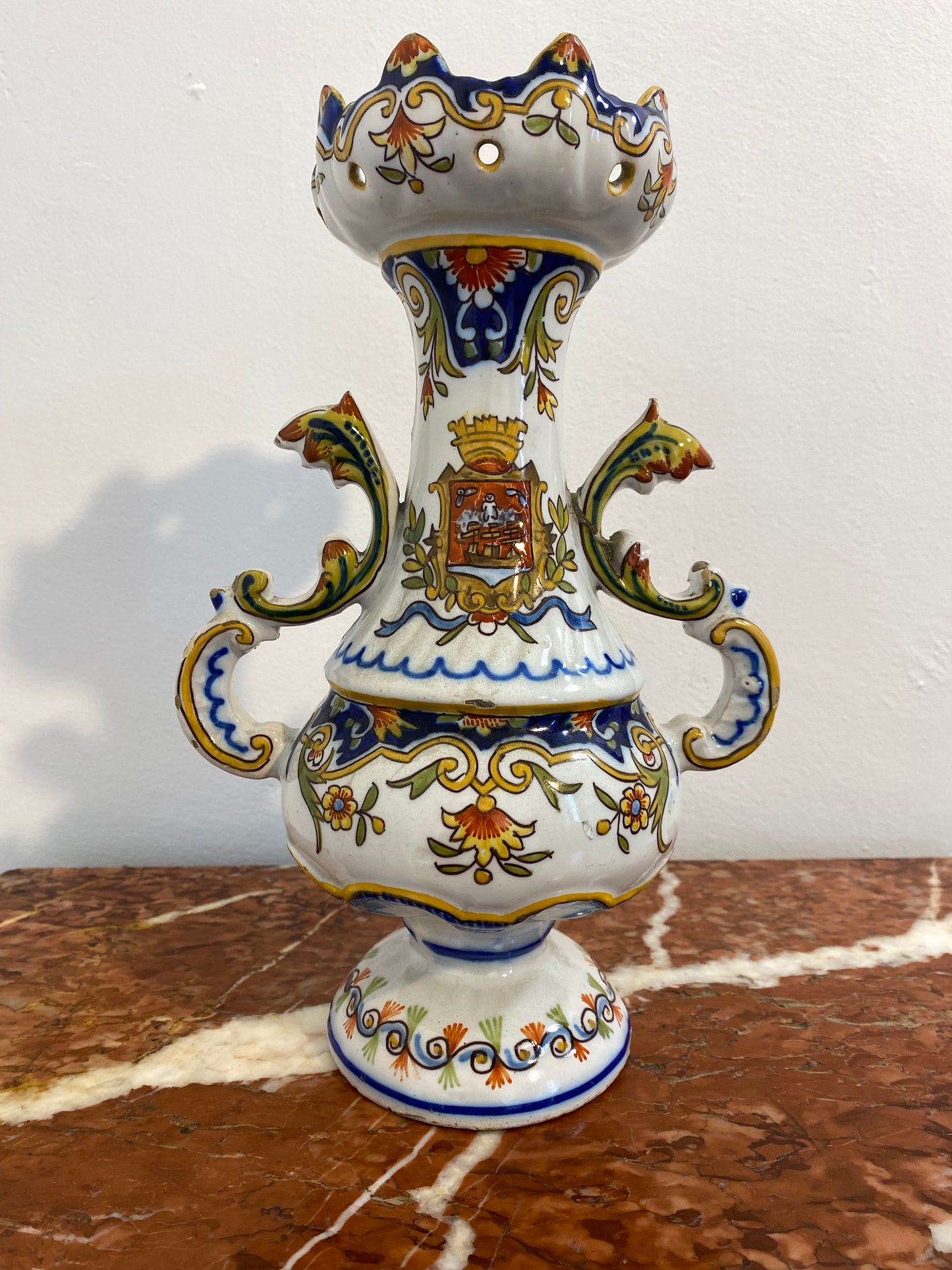 French Faience Vase De Desvres, Les Sables d'Olonne, Late 19th Century