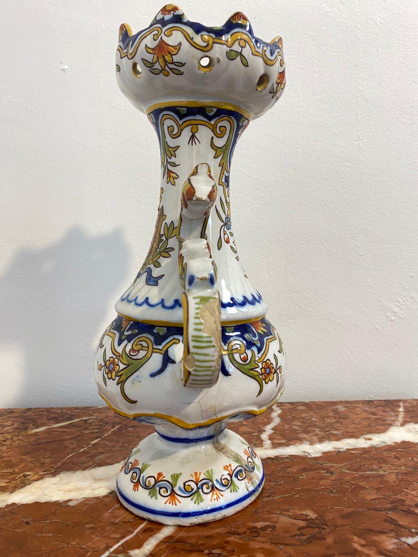 French Faience Vase De Desvres, Les Sables d'Olonne, Late 19th Century