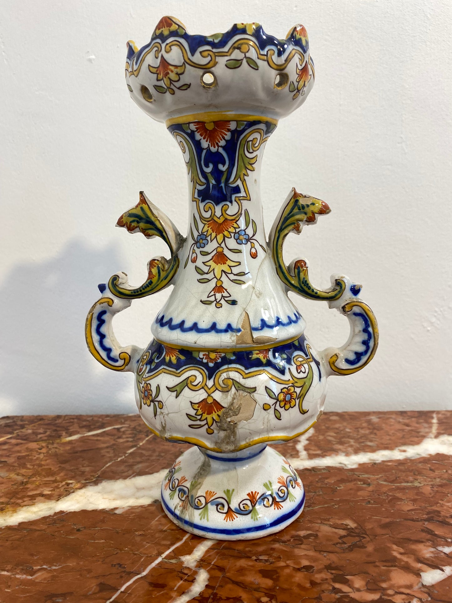 French Faience Vase De Desvres, Les Sables d'Olonne, Late 19th Century