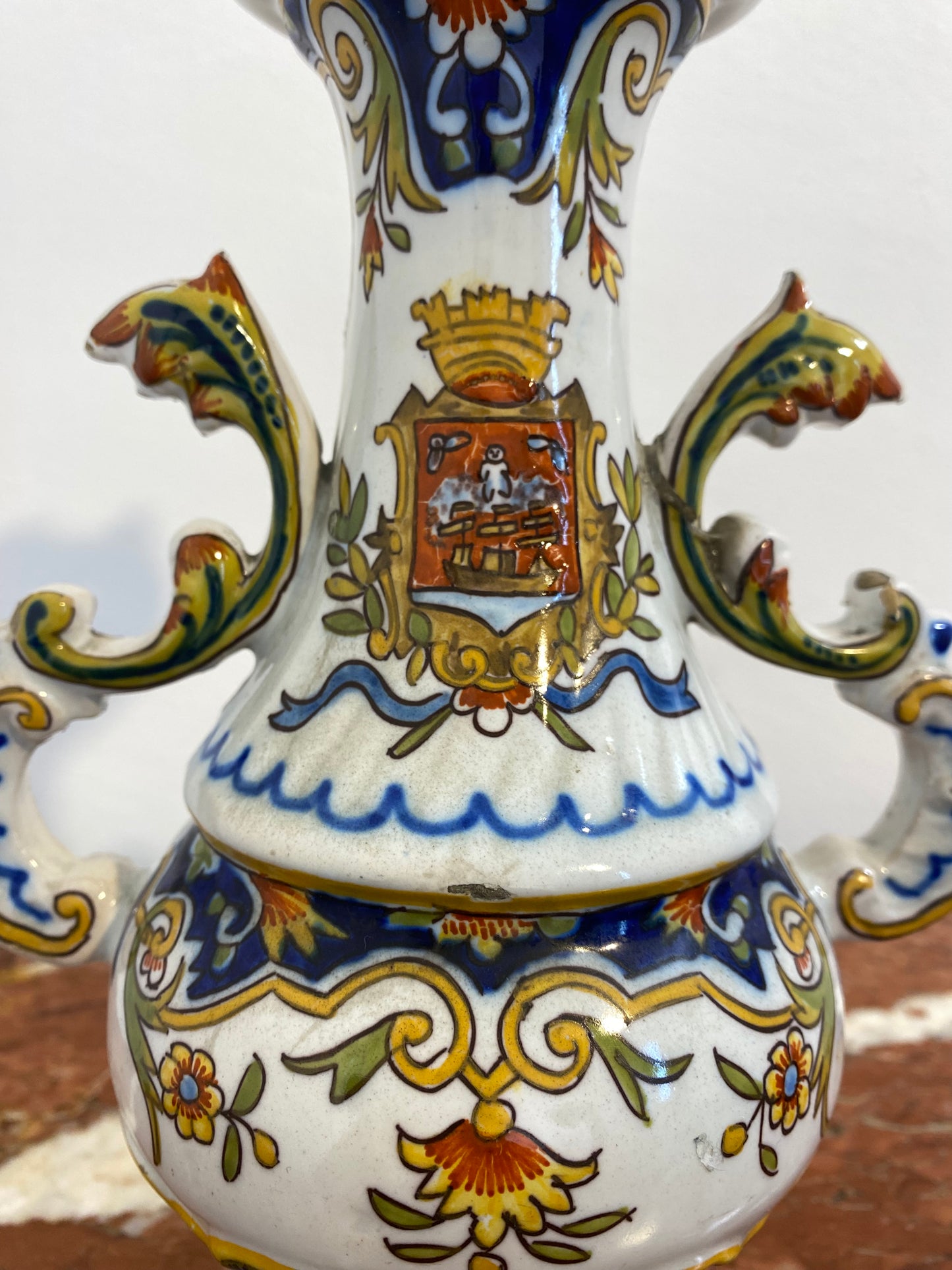 French Faience Vase De Desvres, Les Sables d'Olonne, Late 19th Century