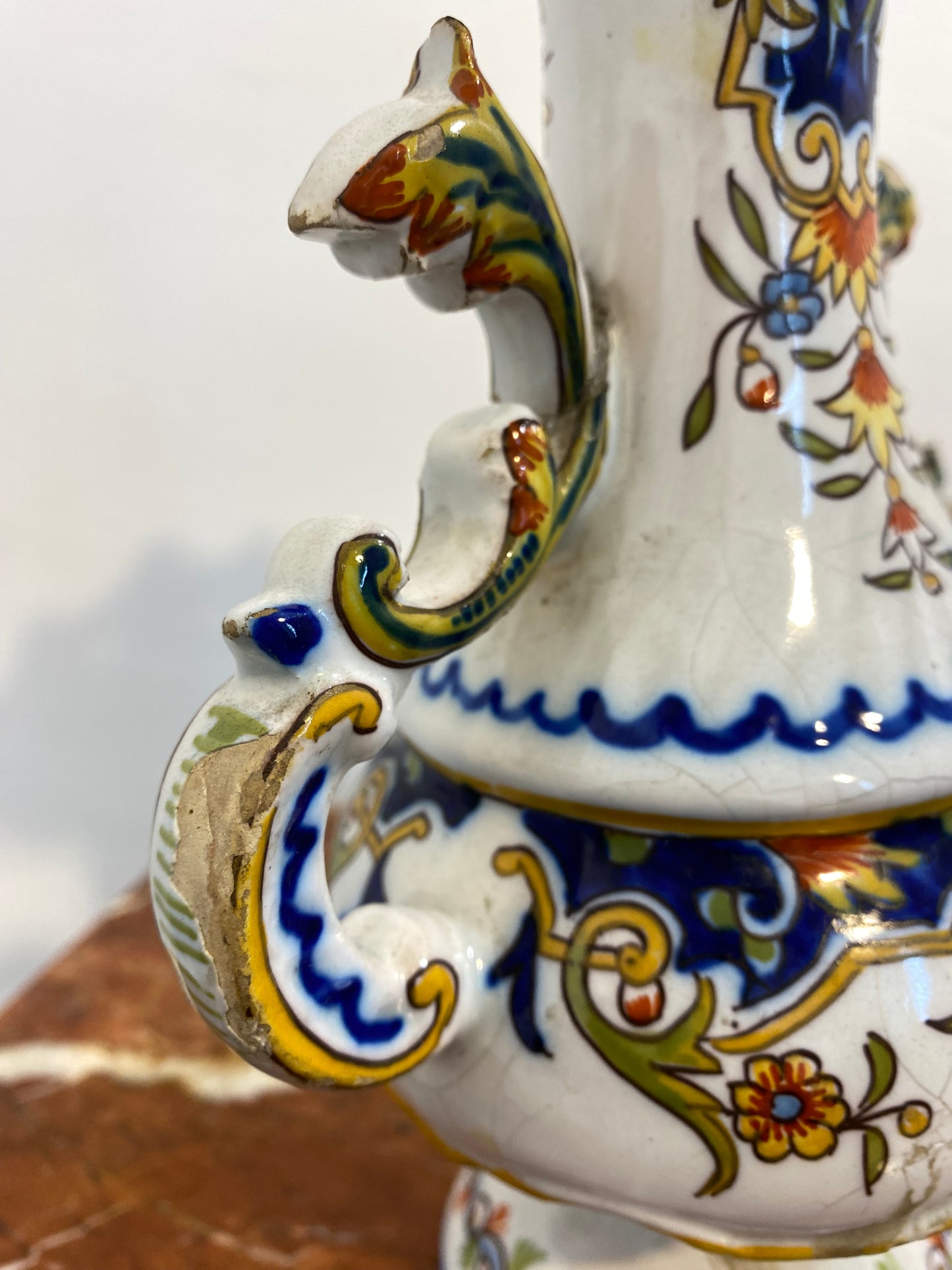 French Faience Vase De Desvres, Les Sables d'Olonne, Late 19th Century