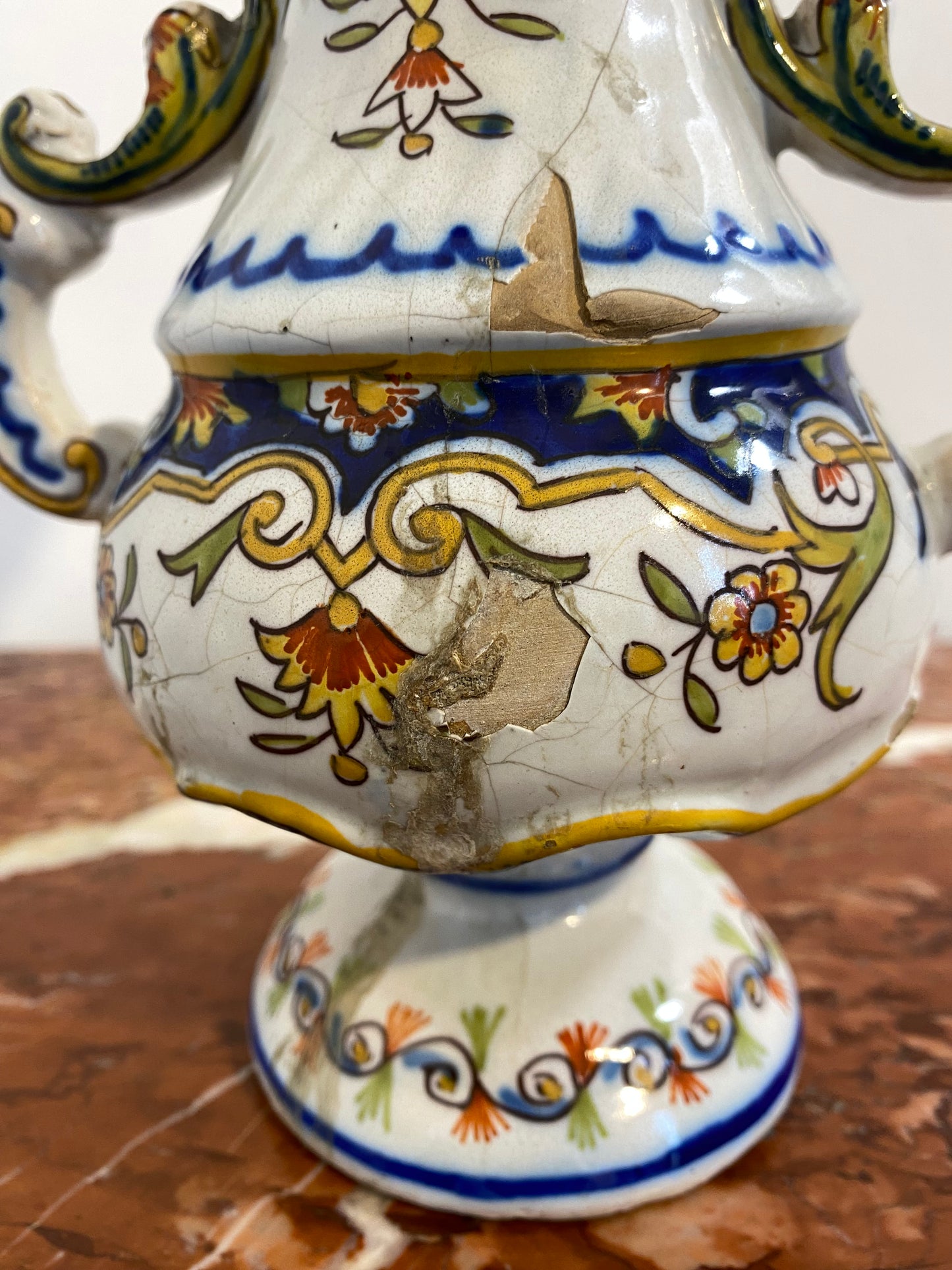 French Faience Vase De Desvres, Les Sables d'Olonne, Late 19th Century