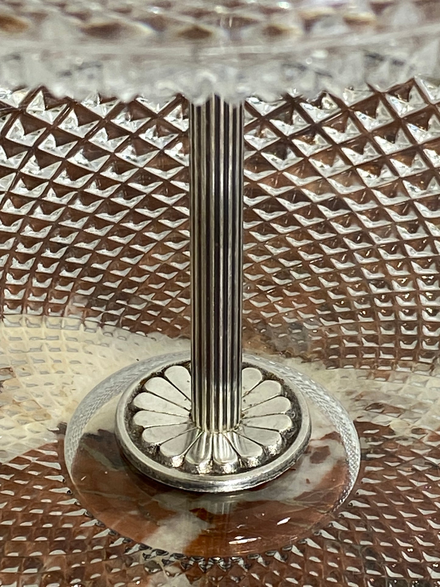 Vintage Crystal & Silver-Plated Three-Tier Étagère – Mid-20th Century
