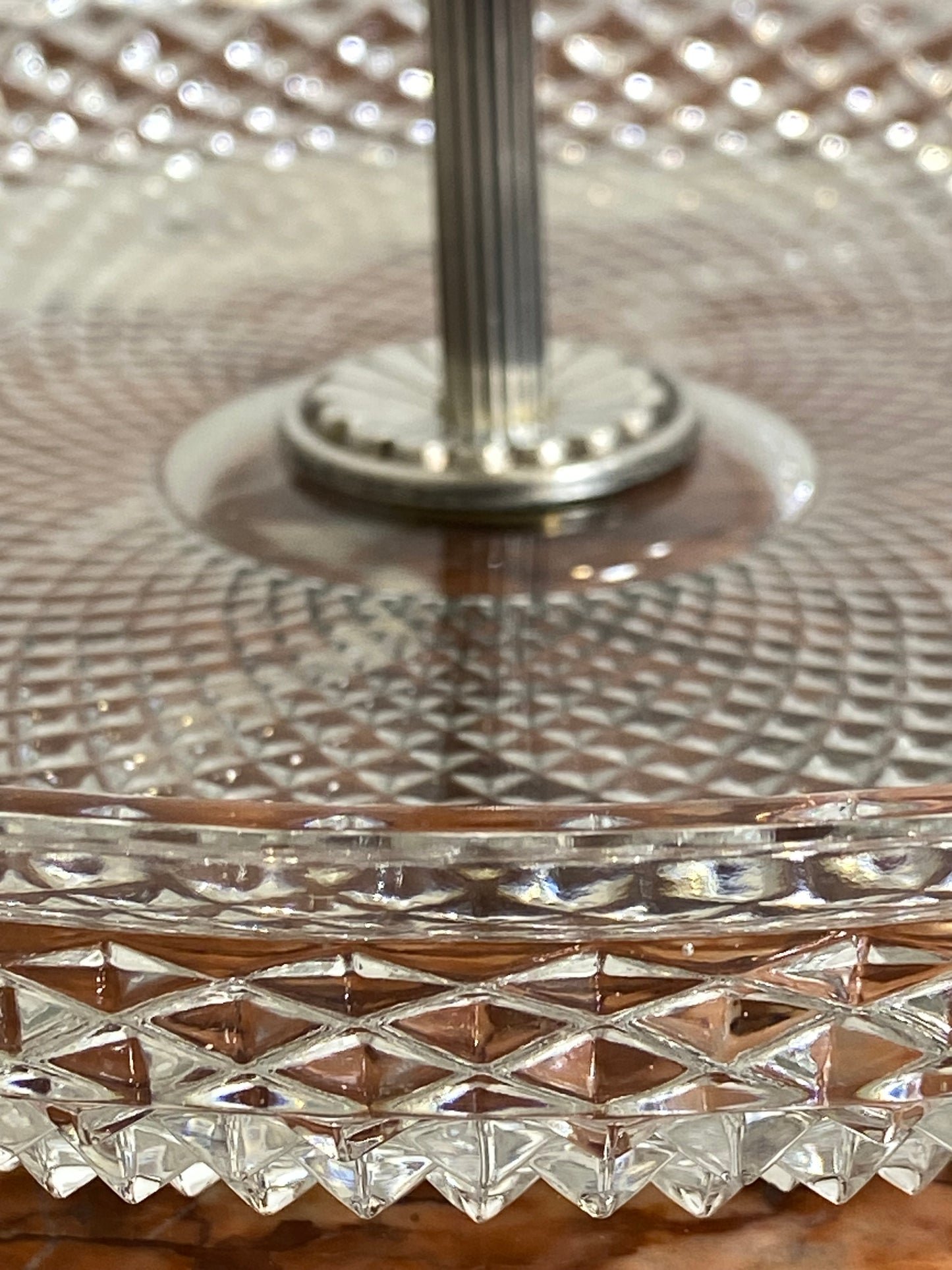 Vintage Crystal & Silver-Plated Three-Tier Étagère – Mid-20th Century