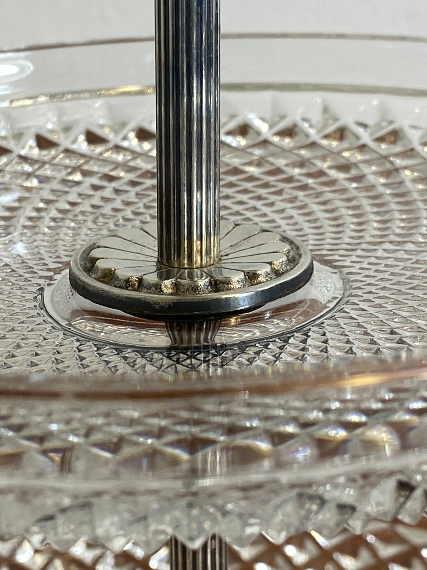 Vintage Crystal & Silver-Plated Three-Tier Étagère – Mid-20th Century