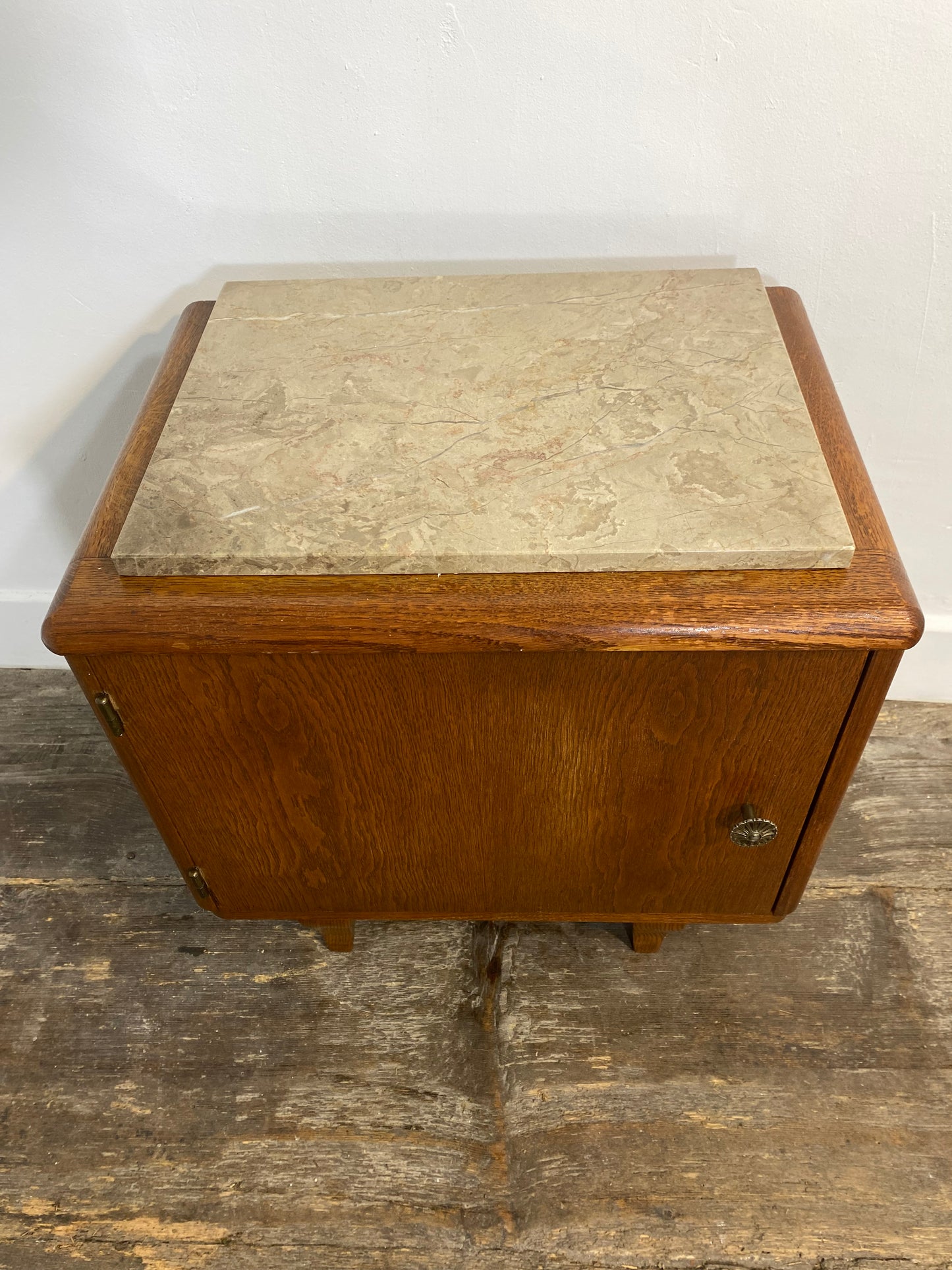 Mid-Century Modern Wooden Cabinet with Marble Top, Circa 1950s