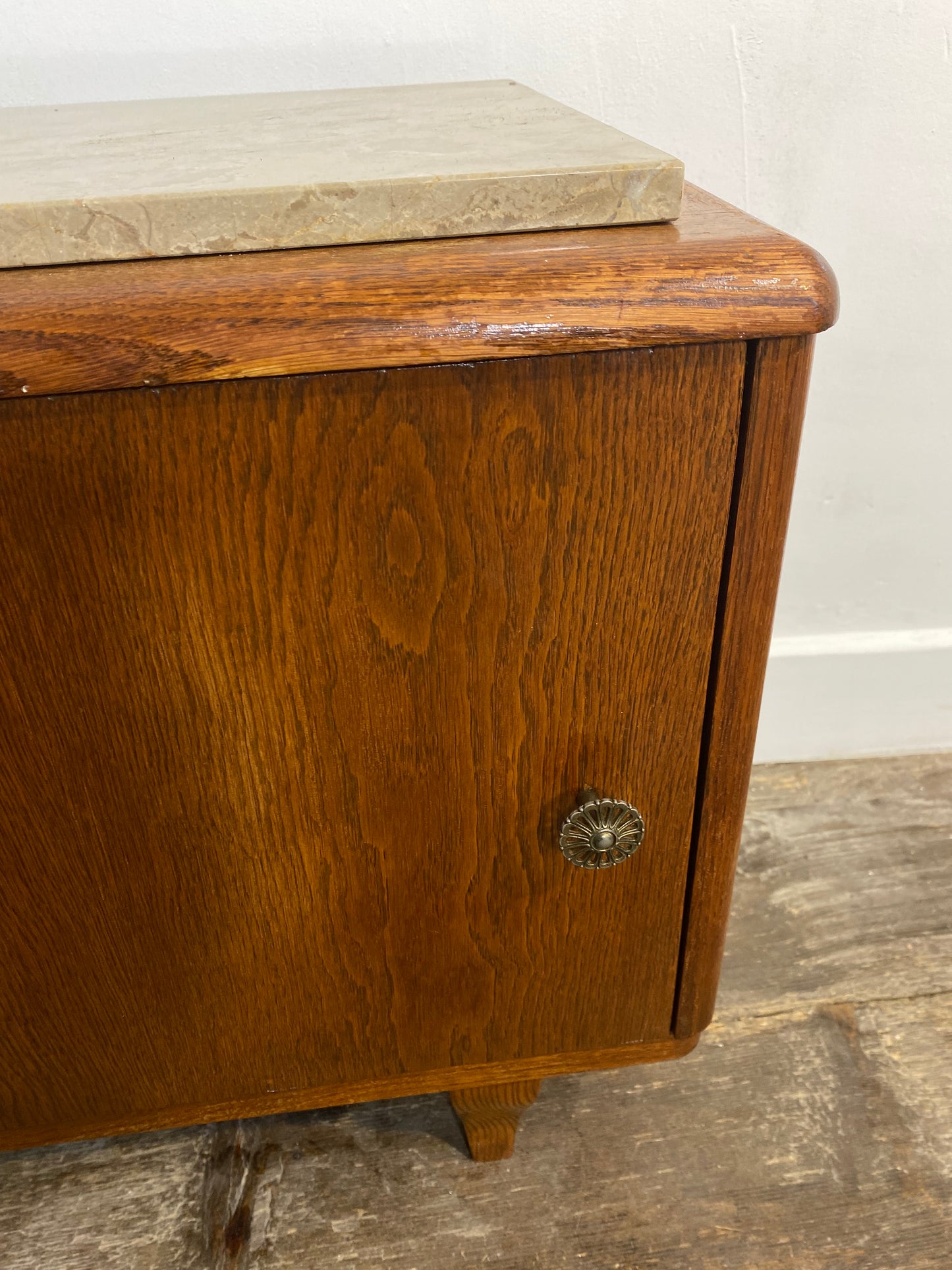 Mid-Century Modern Wooden Cabinet with Marble Top, Circa 1950s