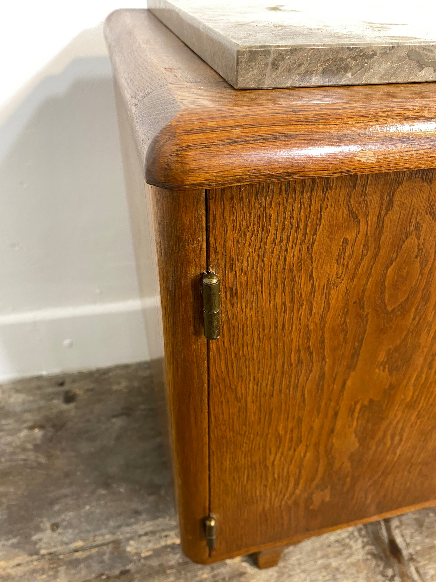 Mid-Century Modern Wooden Cabinet with Marble Top, Circa 1950s