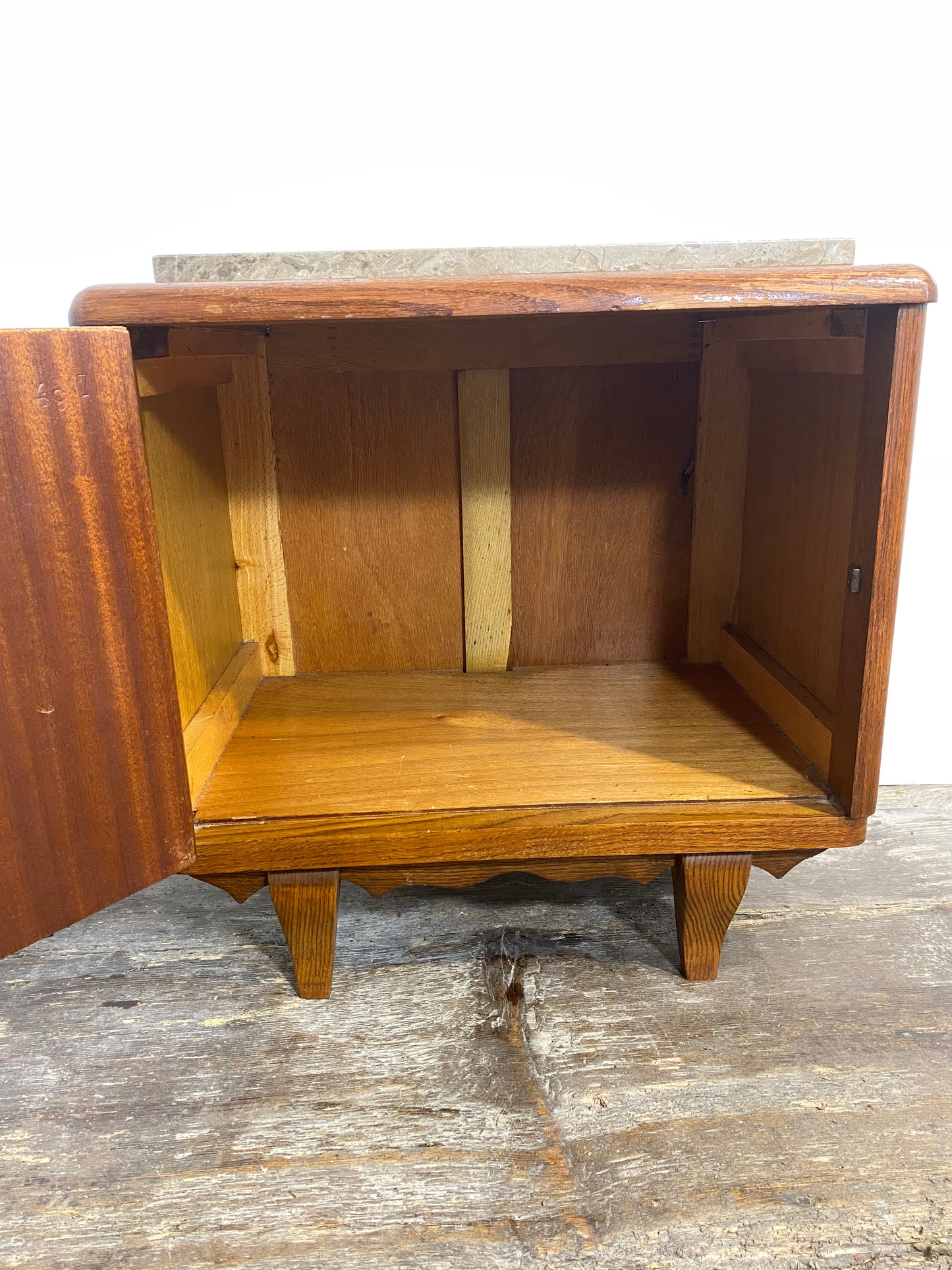 Mid-Century Modern Wooden Cabinet with Marble Top, Circa 1950s