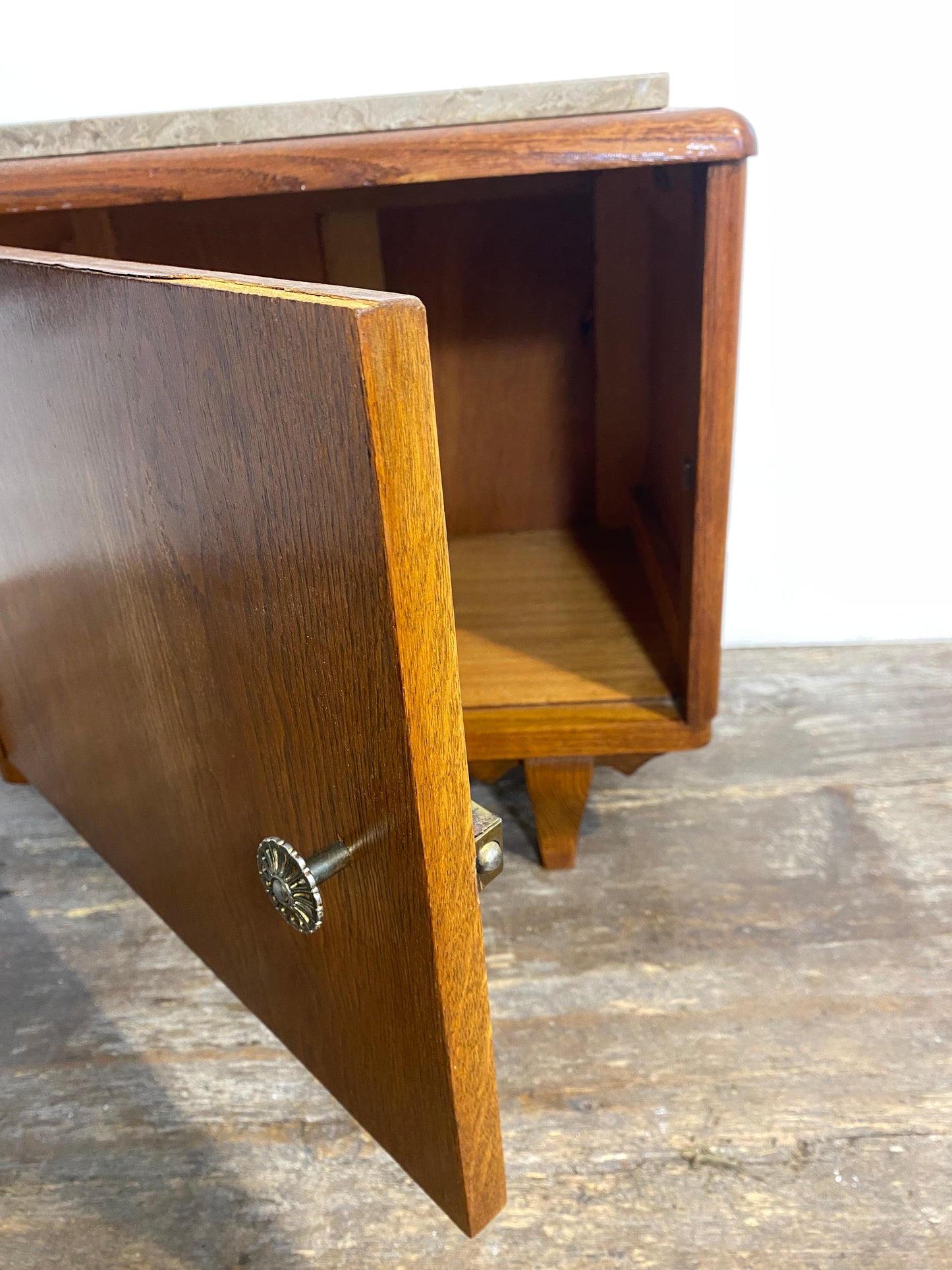 Mid-Century Modern Wooden Cabinet with Marble Top, Circa 1950s