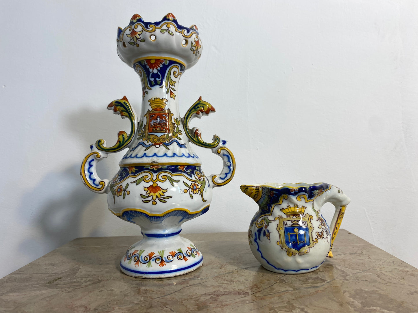 French Faience Vase De Desvres, Les Sables d'Olonne, Late 19th Century