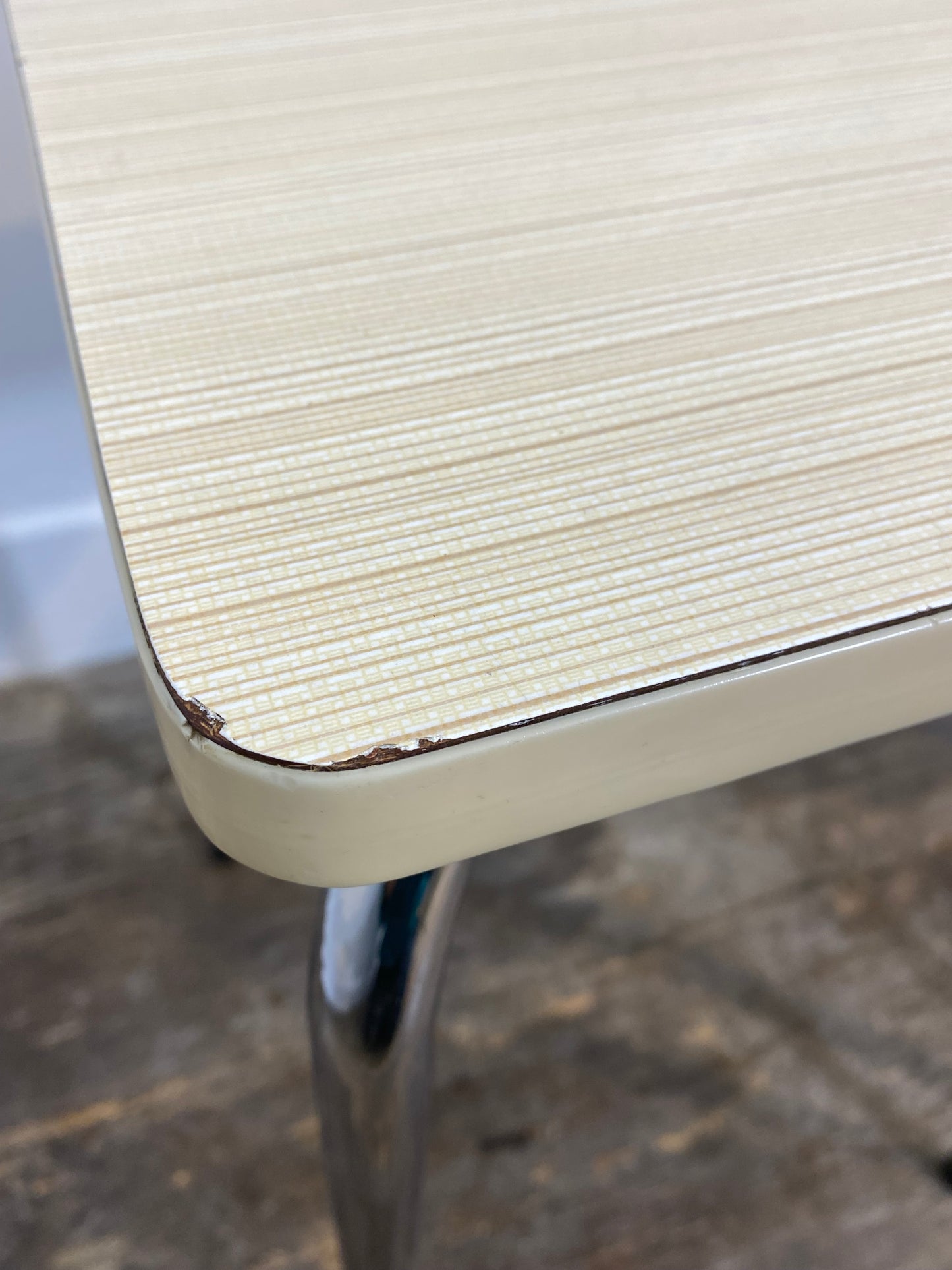 Set of 2 Vintage Mid-Century Stools – White Formica & Chrome