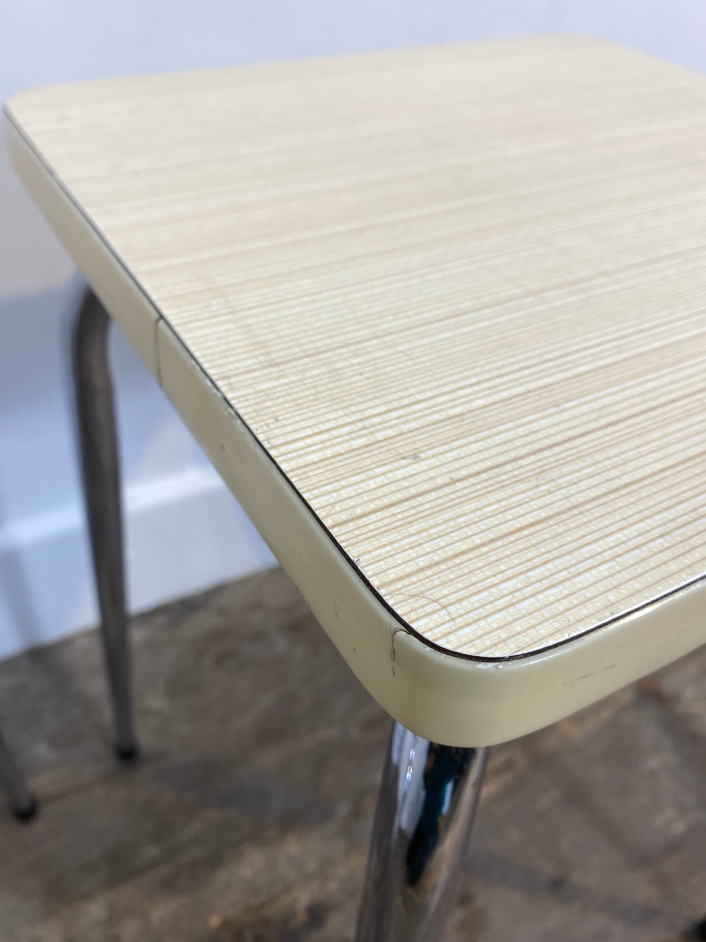 Set of 2 Vintage Mid-Century Stools – White Formica & Chrome
