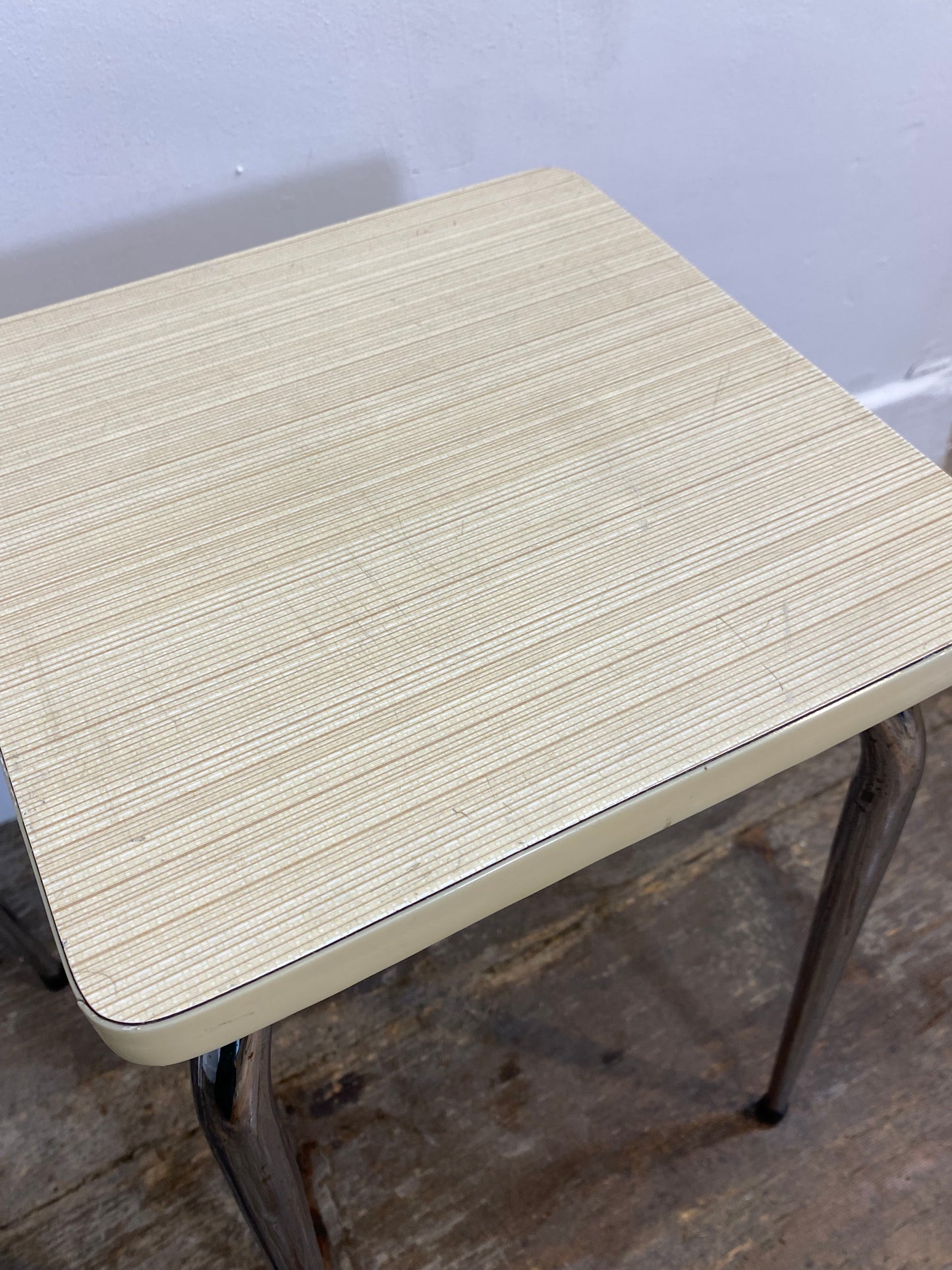 Set of 2 Vintage Mid-Century Stools – White Formica & Chrome