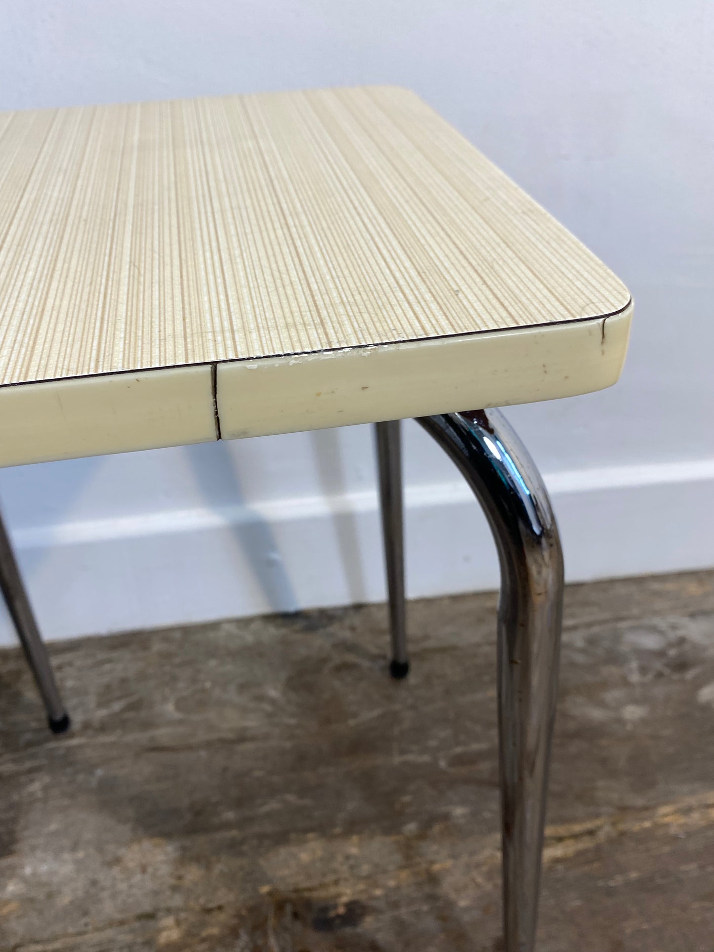 Set of 2 Vintage Mid-Century Stools – White Formica & Chrome
