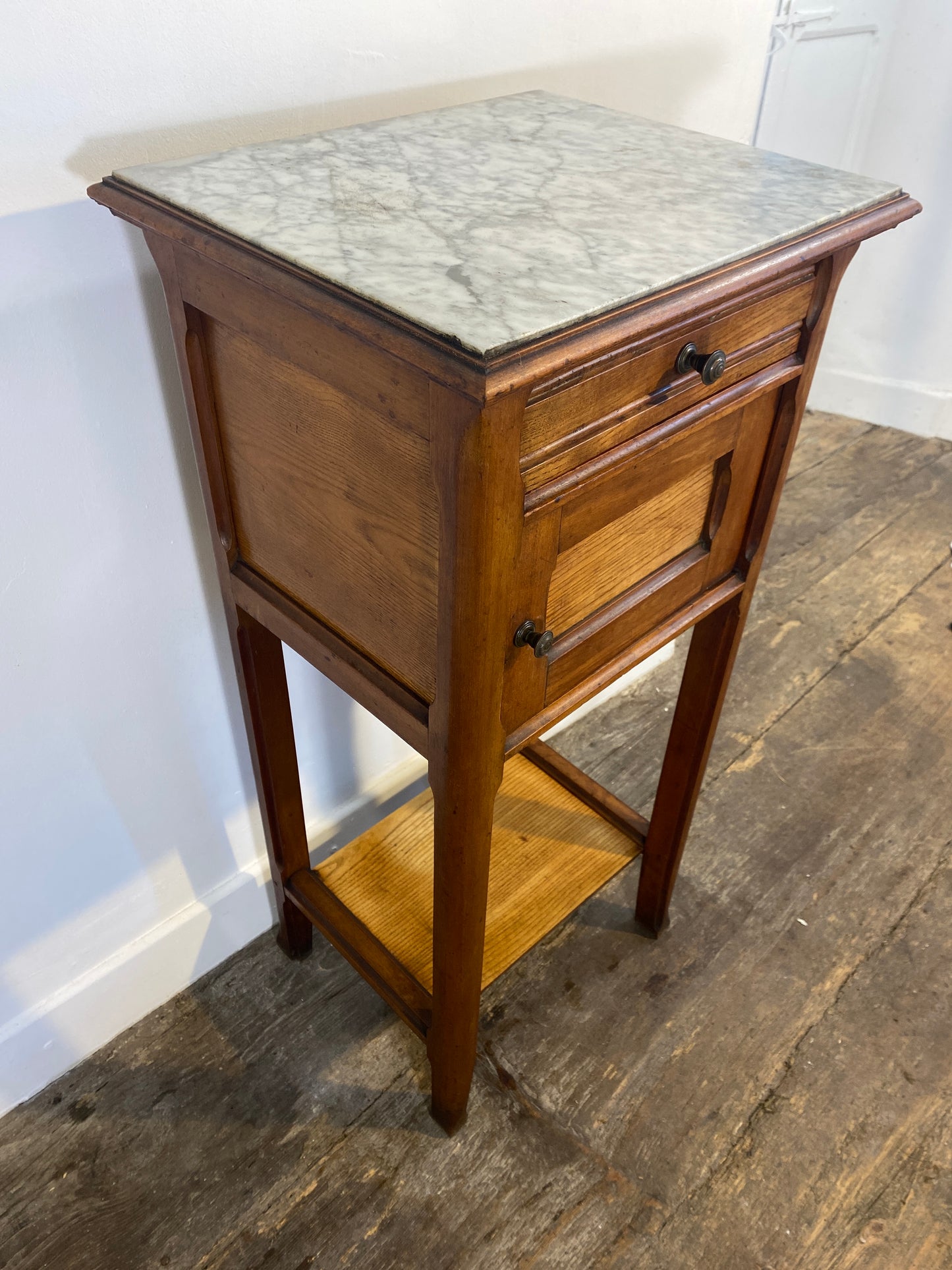 French Provincial Marble-Topped Cabinet with Ceramic Lining