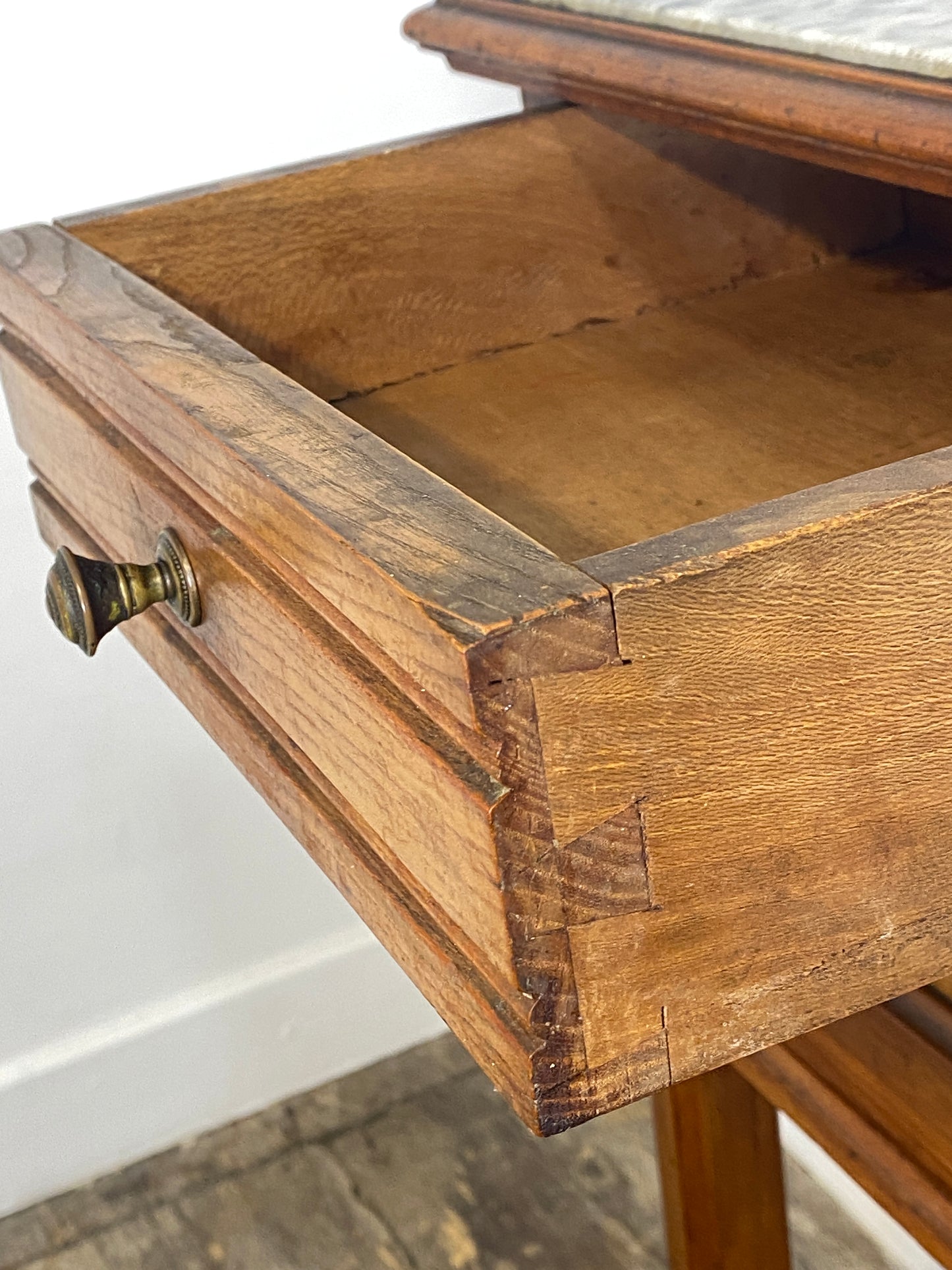 French Provincial Marble-Topped Cabinet with Ceramic Lining