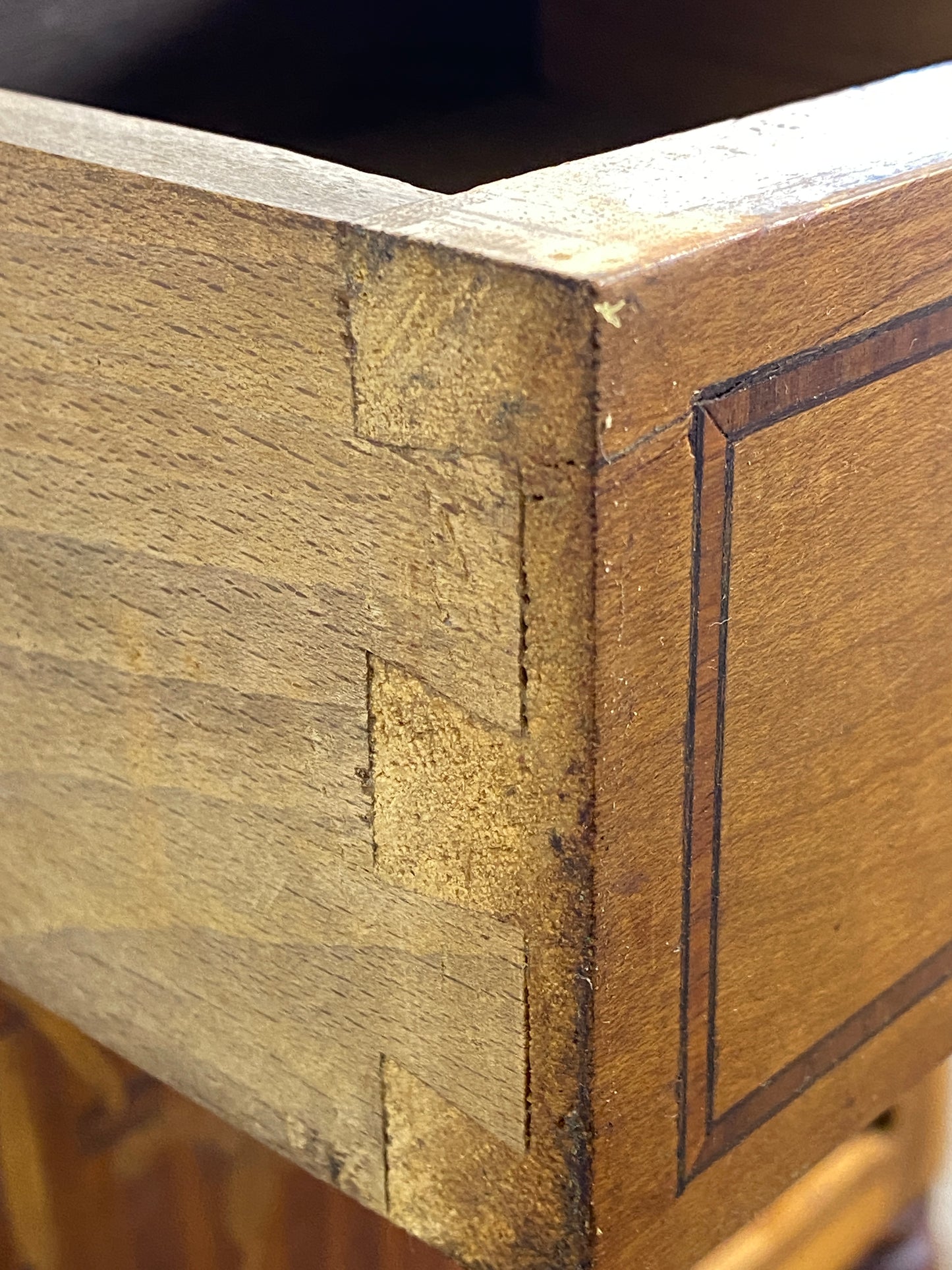 Antique Louis XVI-Style Marble-Top Nightstand with Marquetry